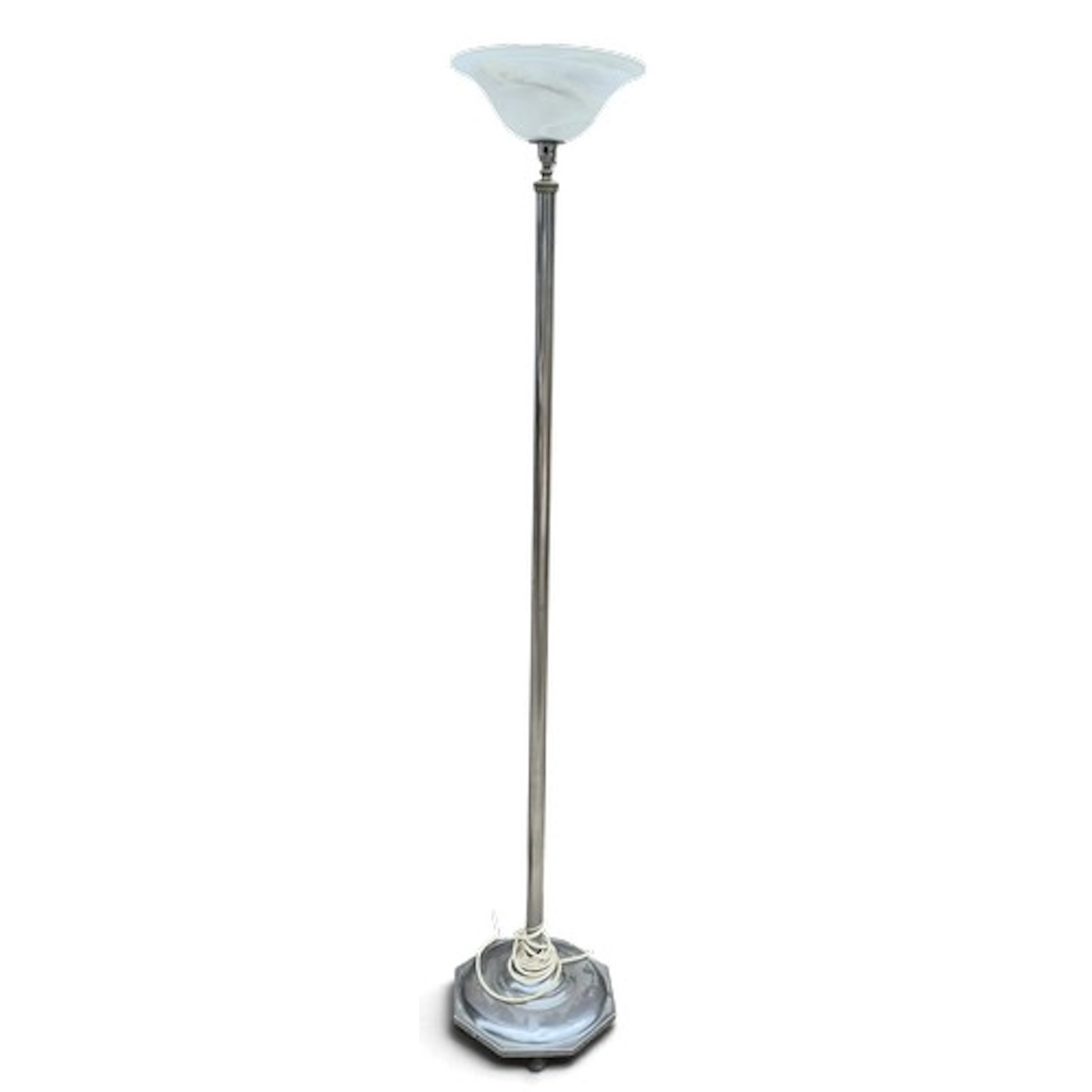 An art deco chrome floor lamp. 163 h 30cm.