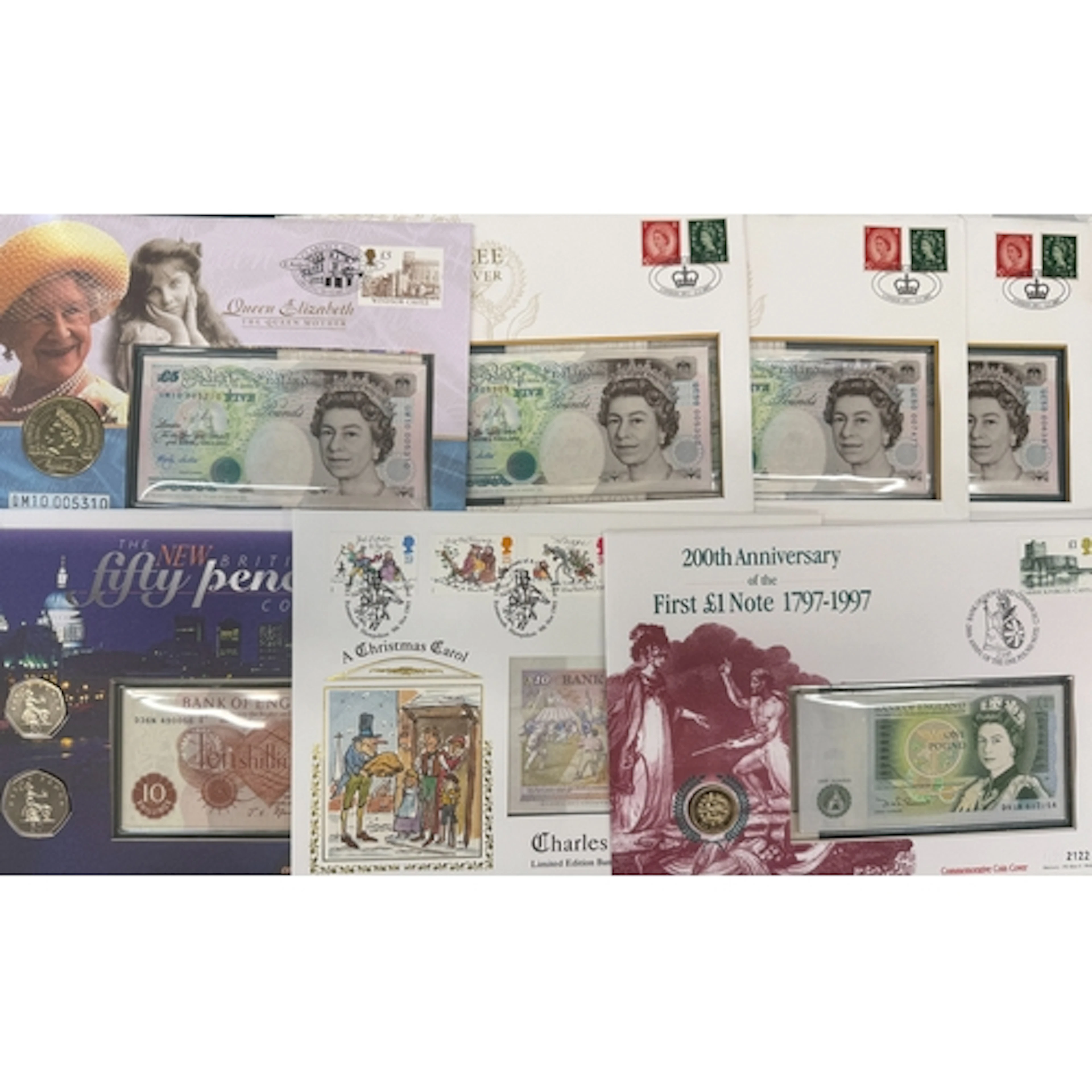 A group of seven UK QEII banknote first-day covers, comprisi...