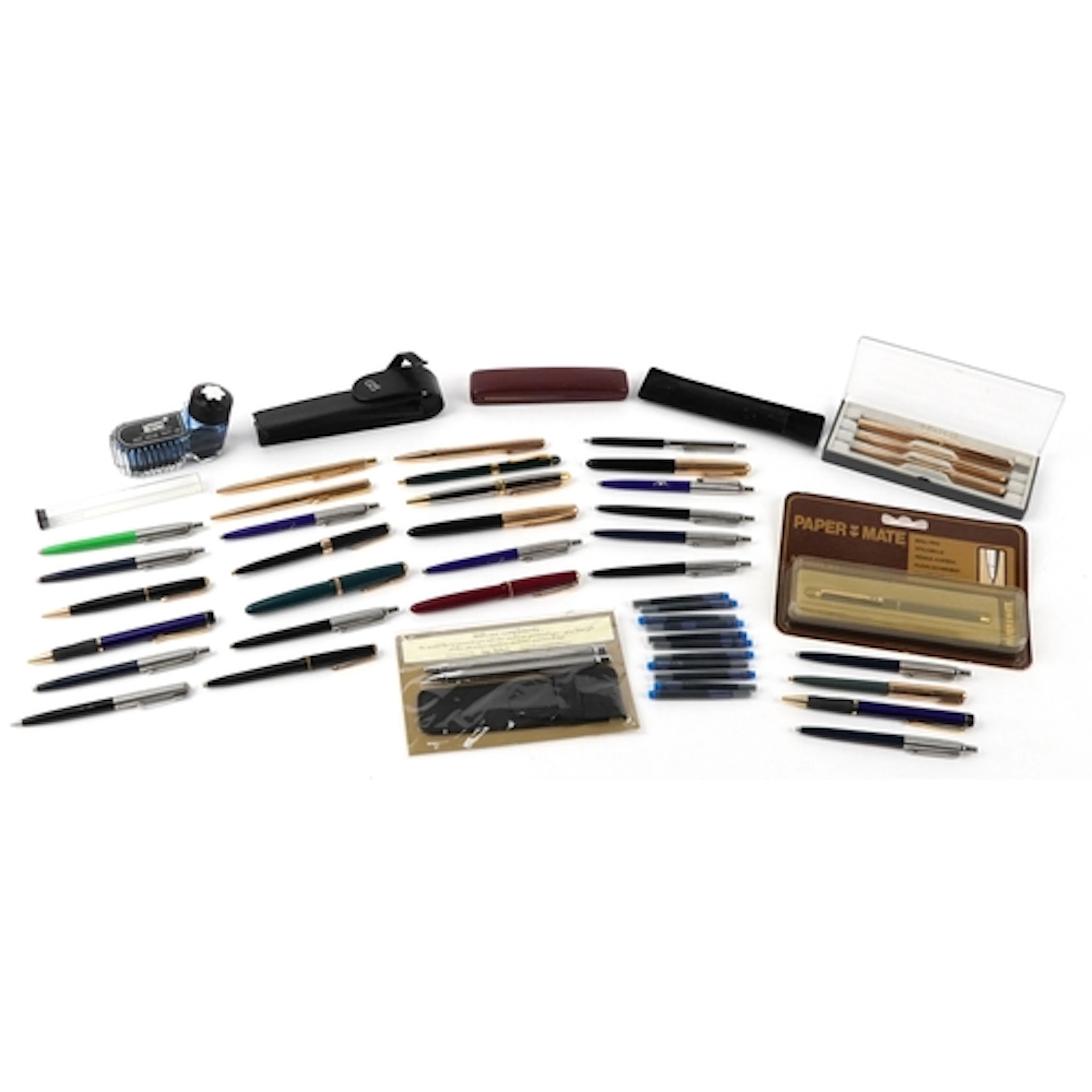 Collection of vintage and later fountain pens and ballpoint ...
