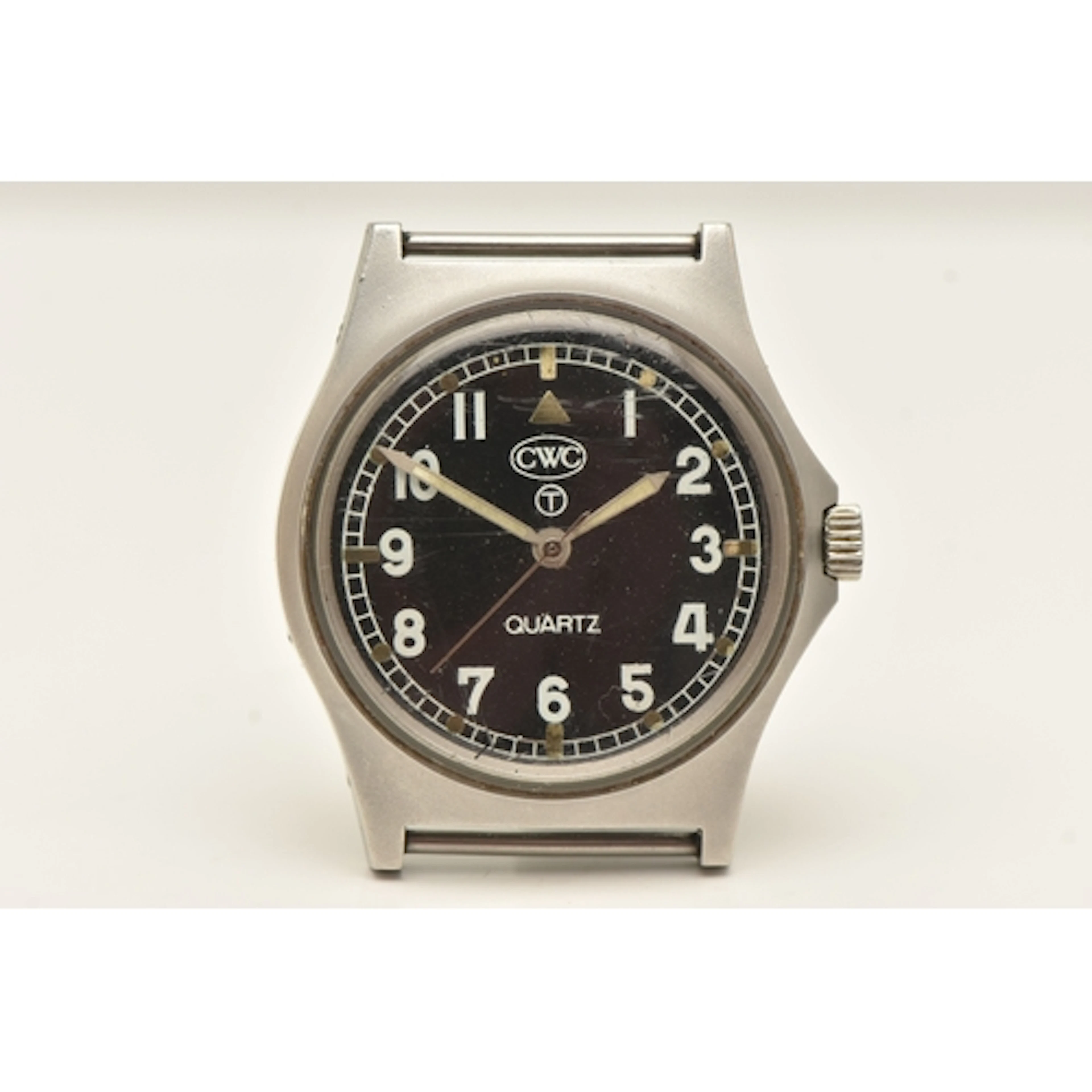 A 'CWC' MILITARY ISSUE WATCH HEAD, manual wind, round black ...