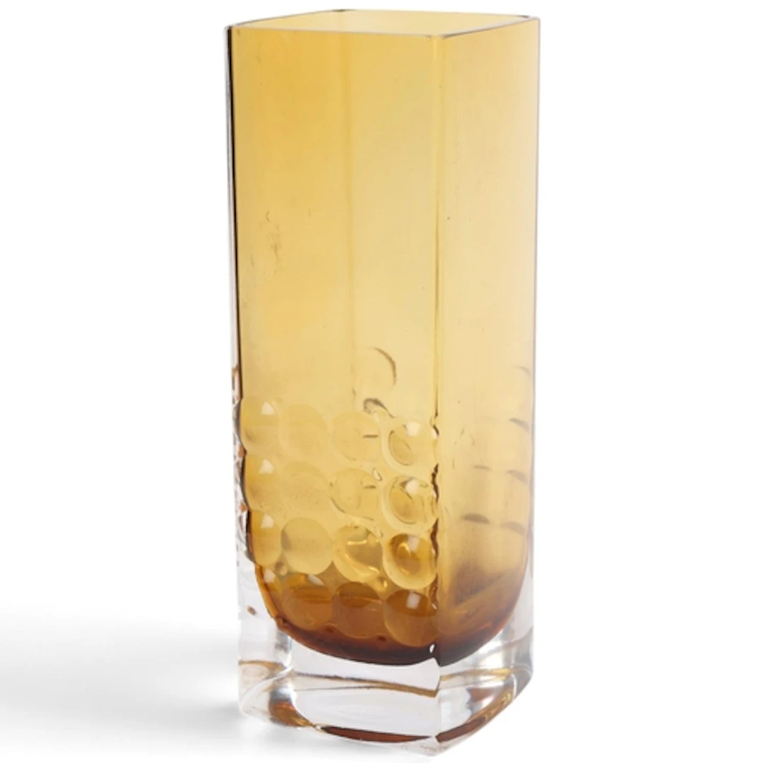 A mid-century amber glass vase in the manner of TAMARA ALADI...