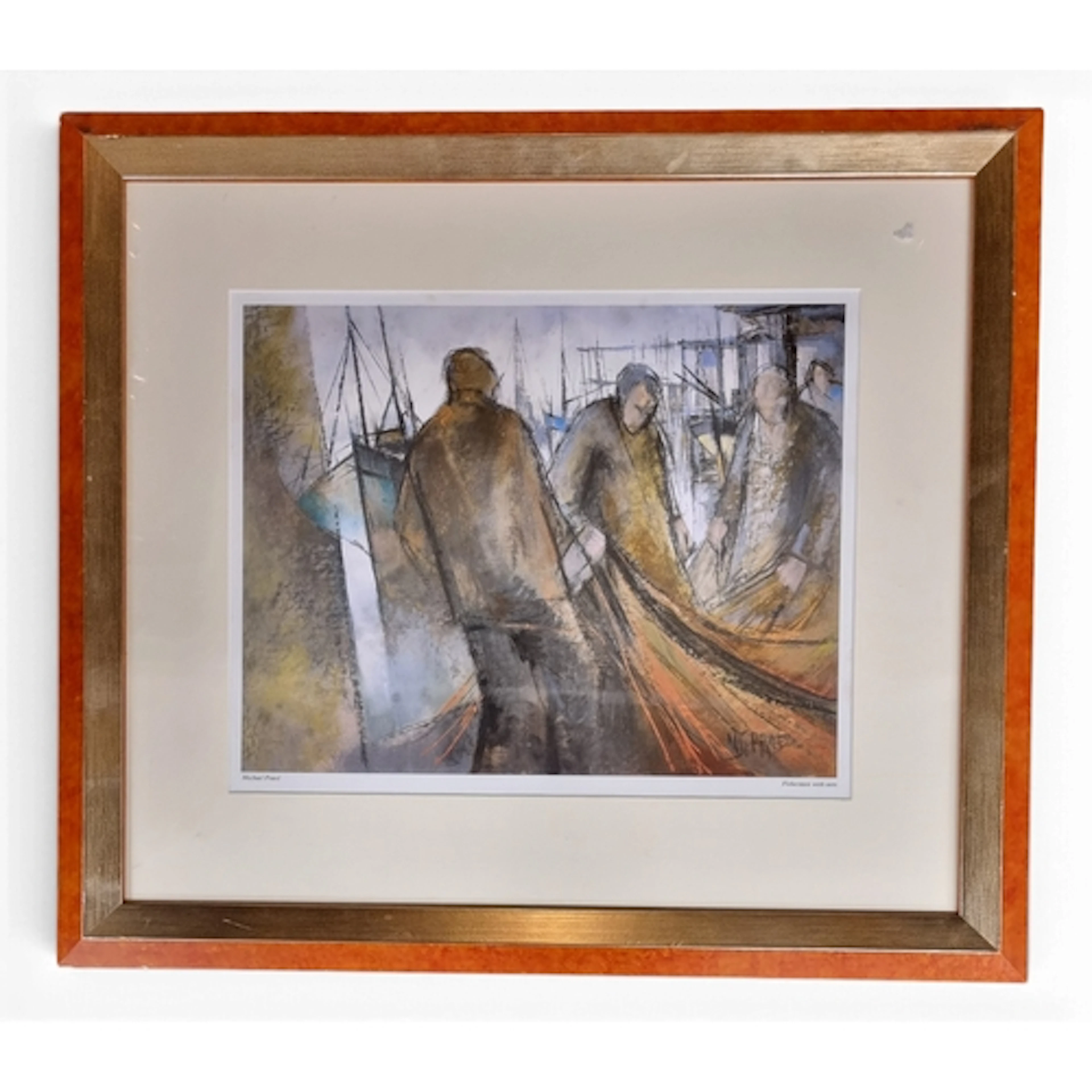 Michael Pread. A coloured Print of Fisherman with their nets...