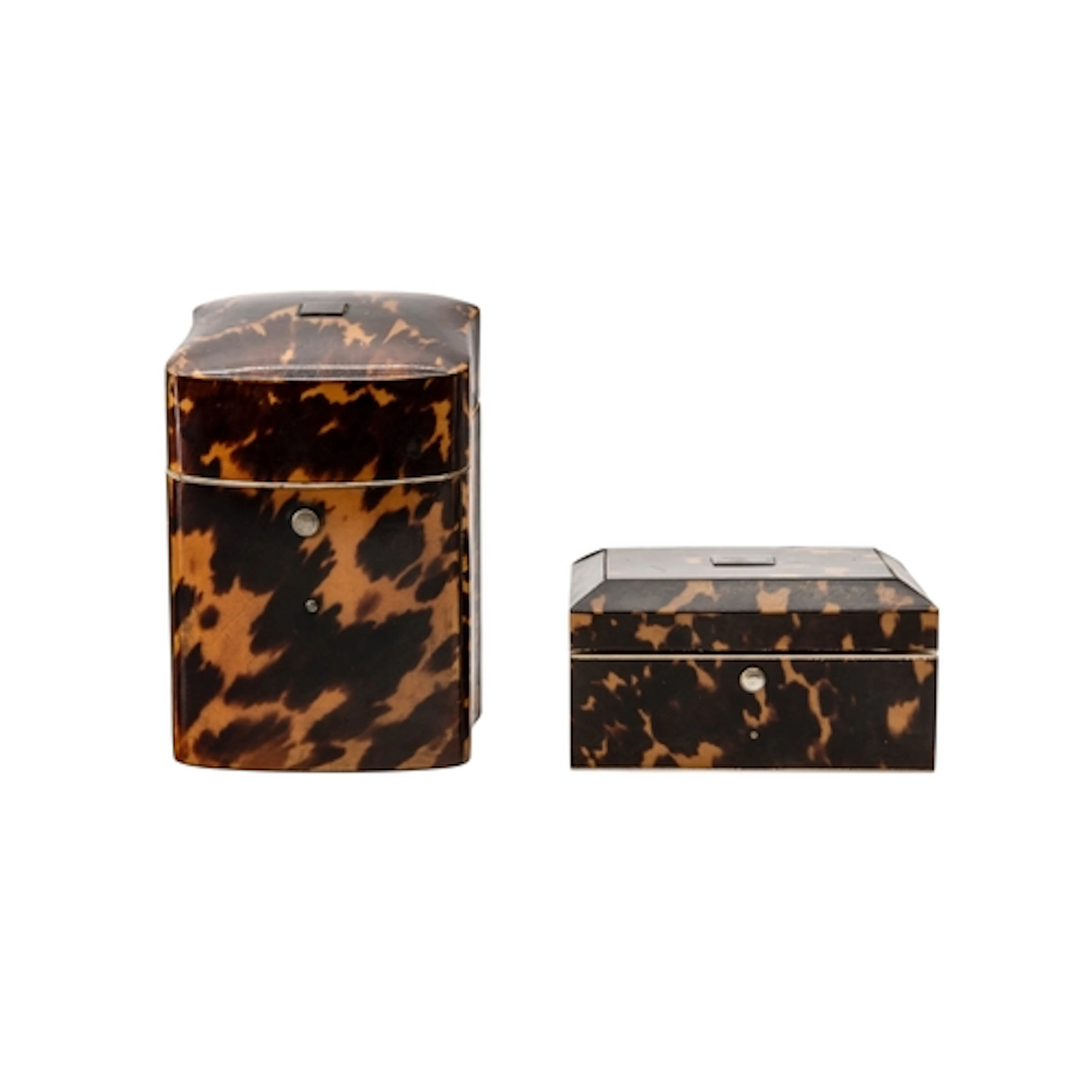 A VICTORIAN TORTOISESHELL NECESSAIRE AND A SMALL RECTANGULAR...