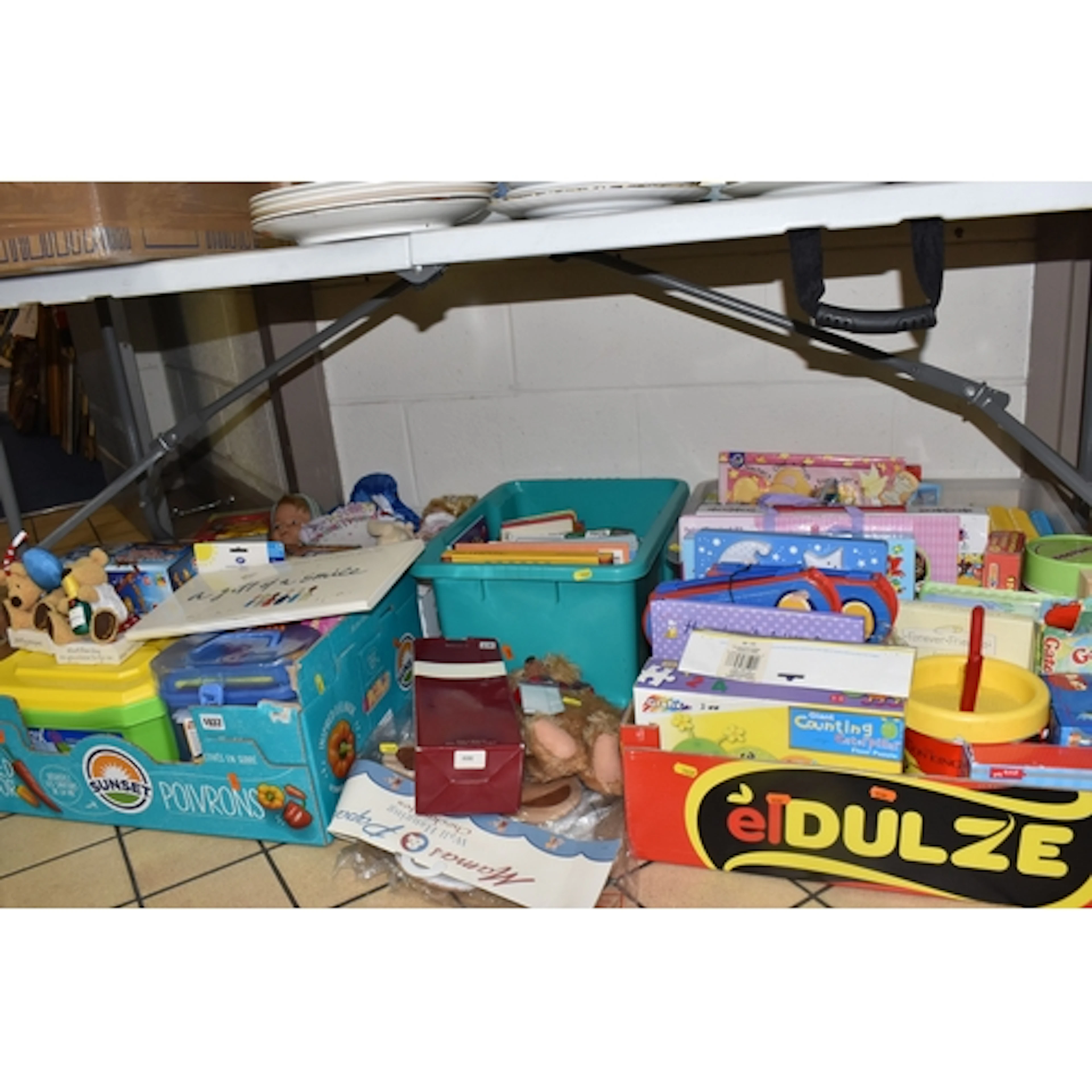 FIVE BOXES OF CHILDREN'S INTEREST to include books (some tit...