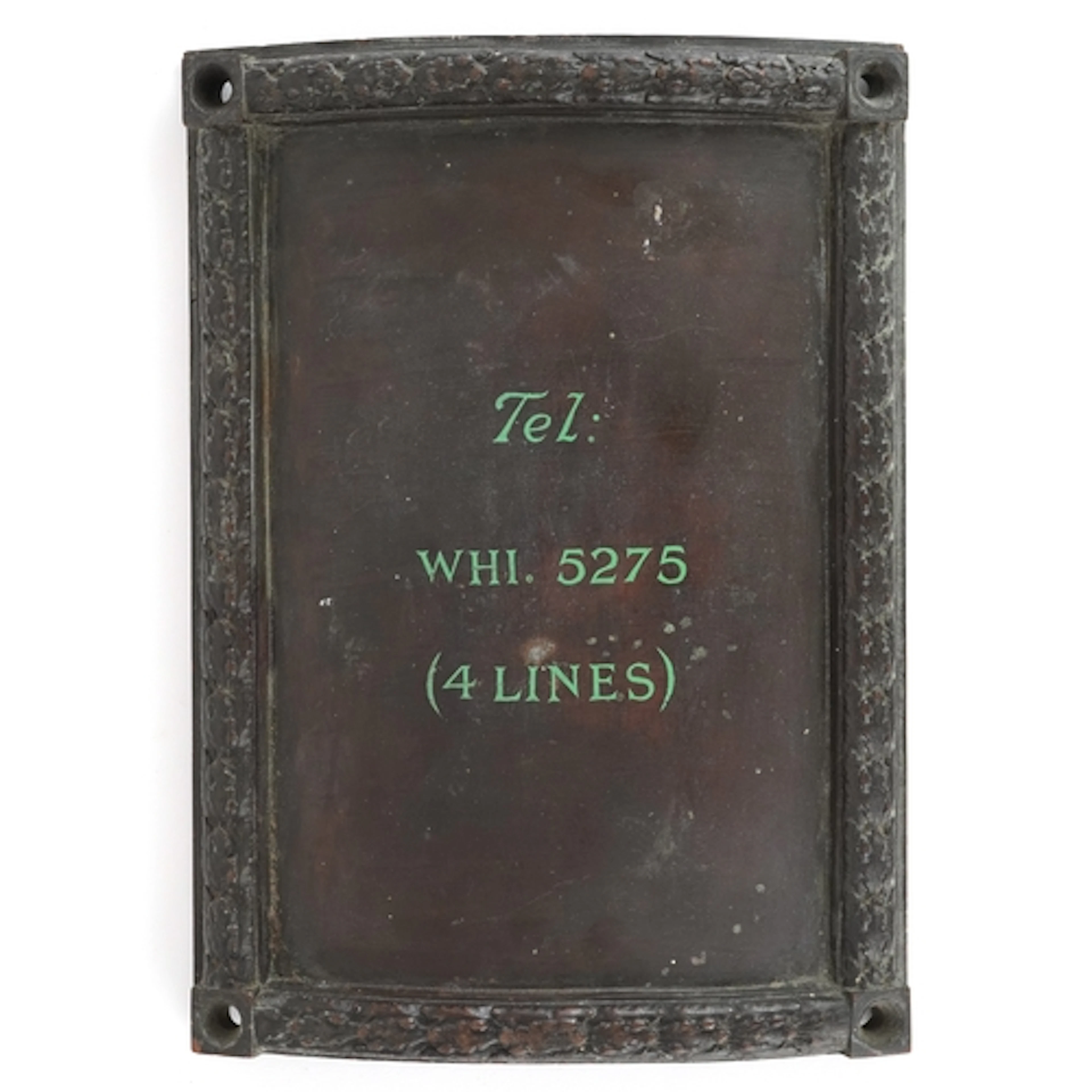 Early 20th century curved bronze pillar plate decorated with...
