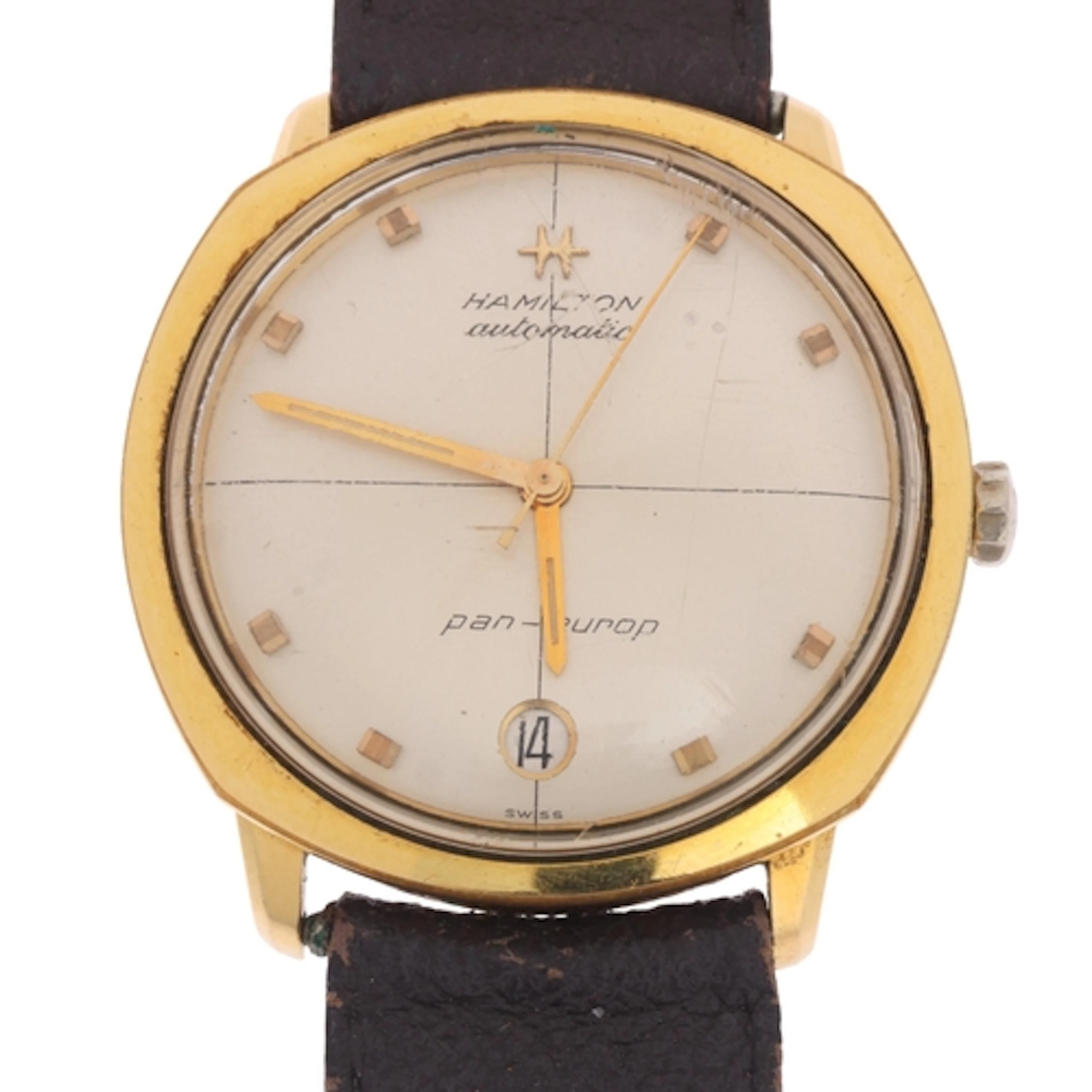 HAMILTON - a Vintage gold plated stainless steel Pan-Europ a...