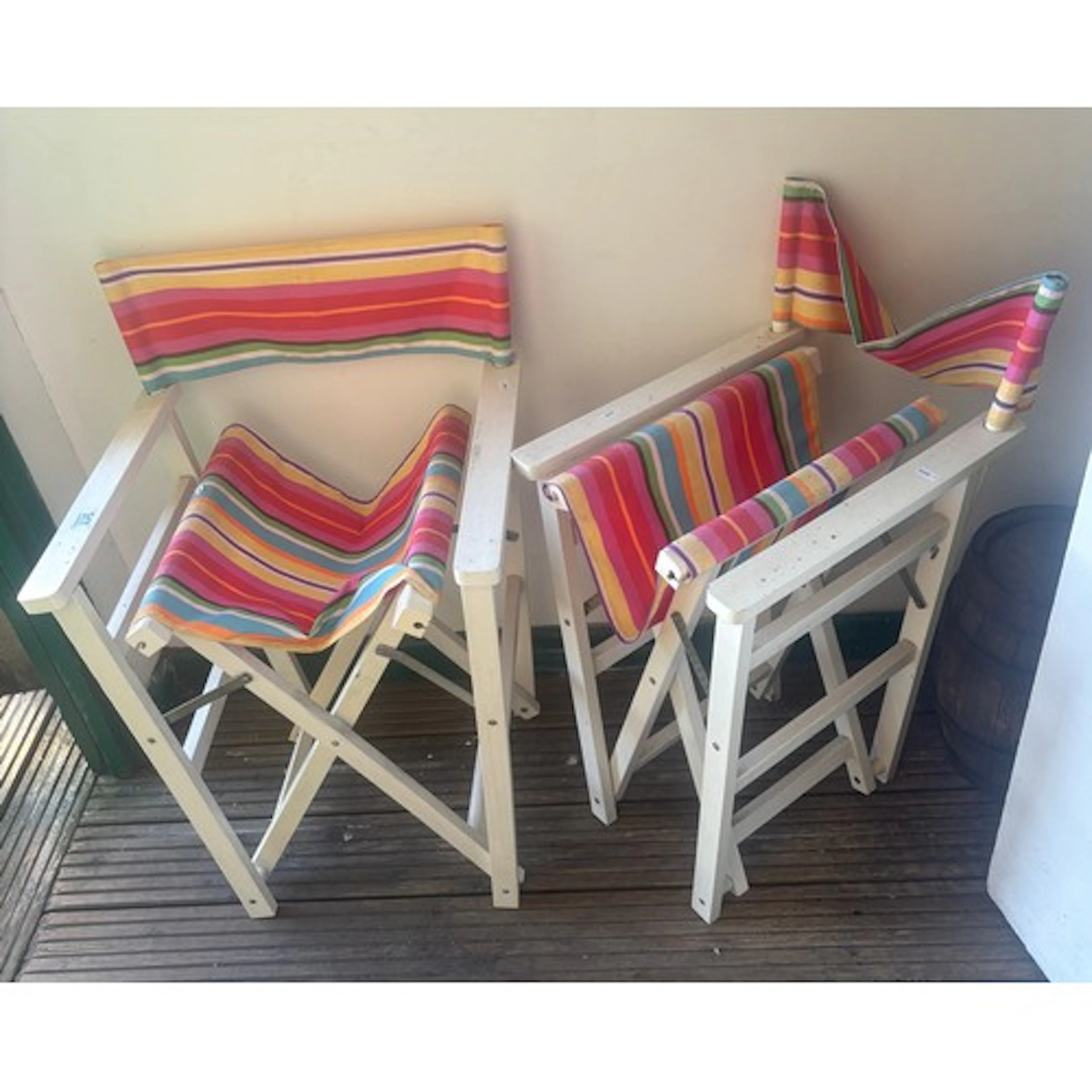 Pair of Folding Directors Style Wooden Outdoor Chairs with s...