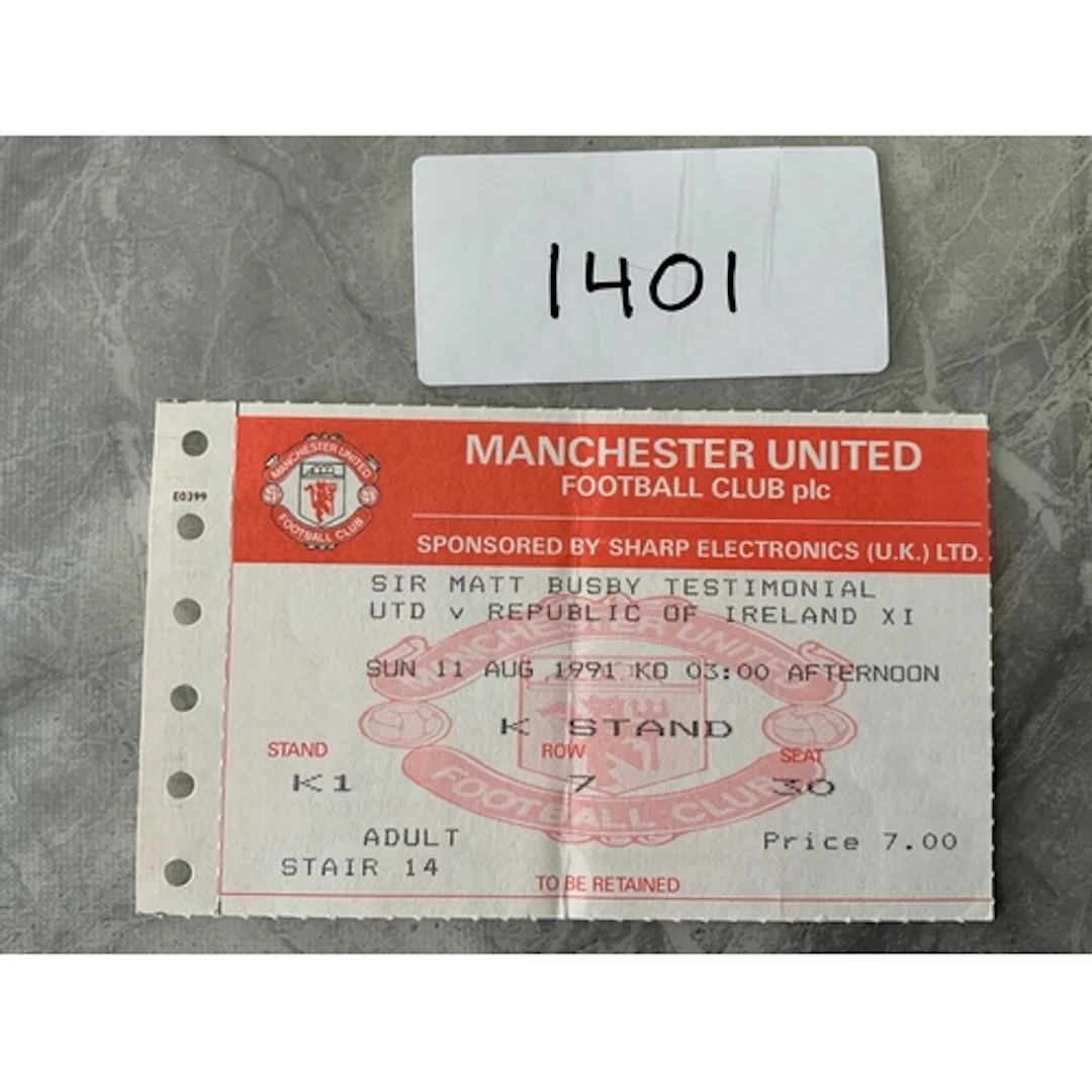 1991 Manchester United v Republic Of Ireland Football Ticket...