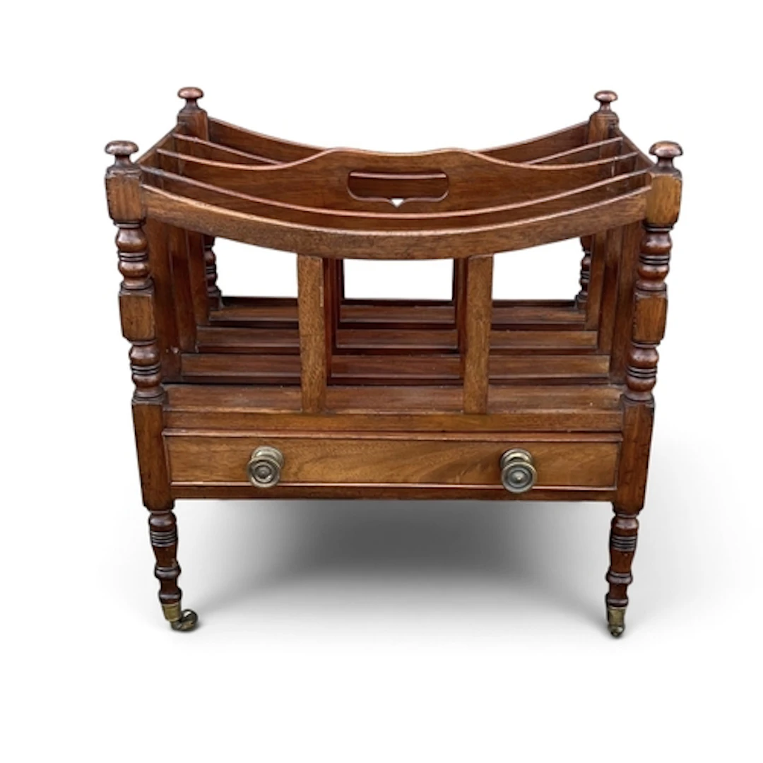 A REGENCY STYLE MAHOGANY CANTERBURY, 19TH CENTURY With drawe...