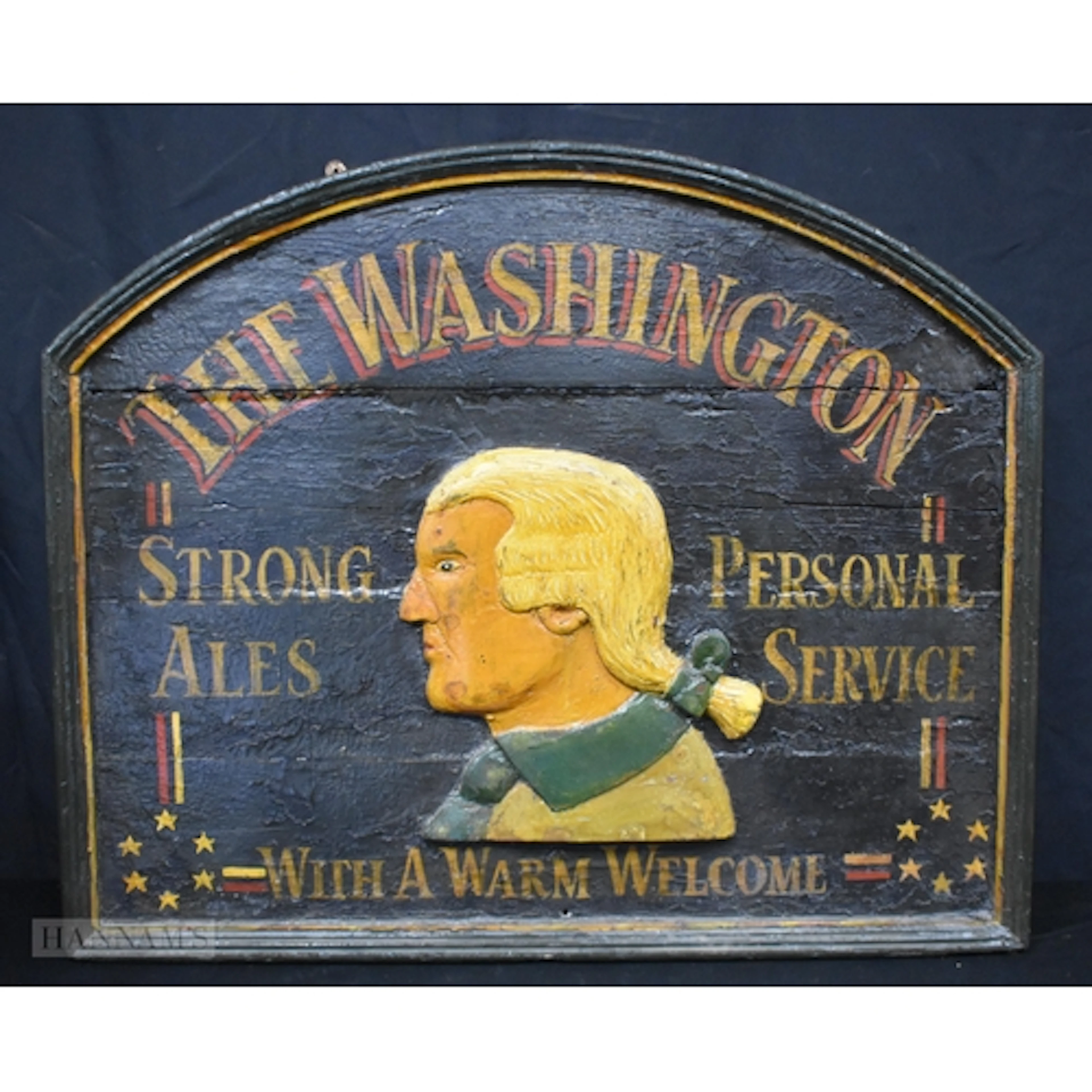 A 19th Century wooden relief George Washington Pub sign 75 x...