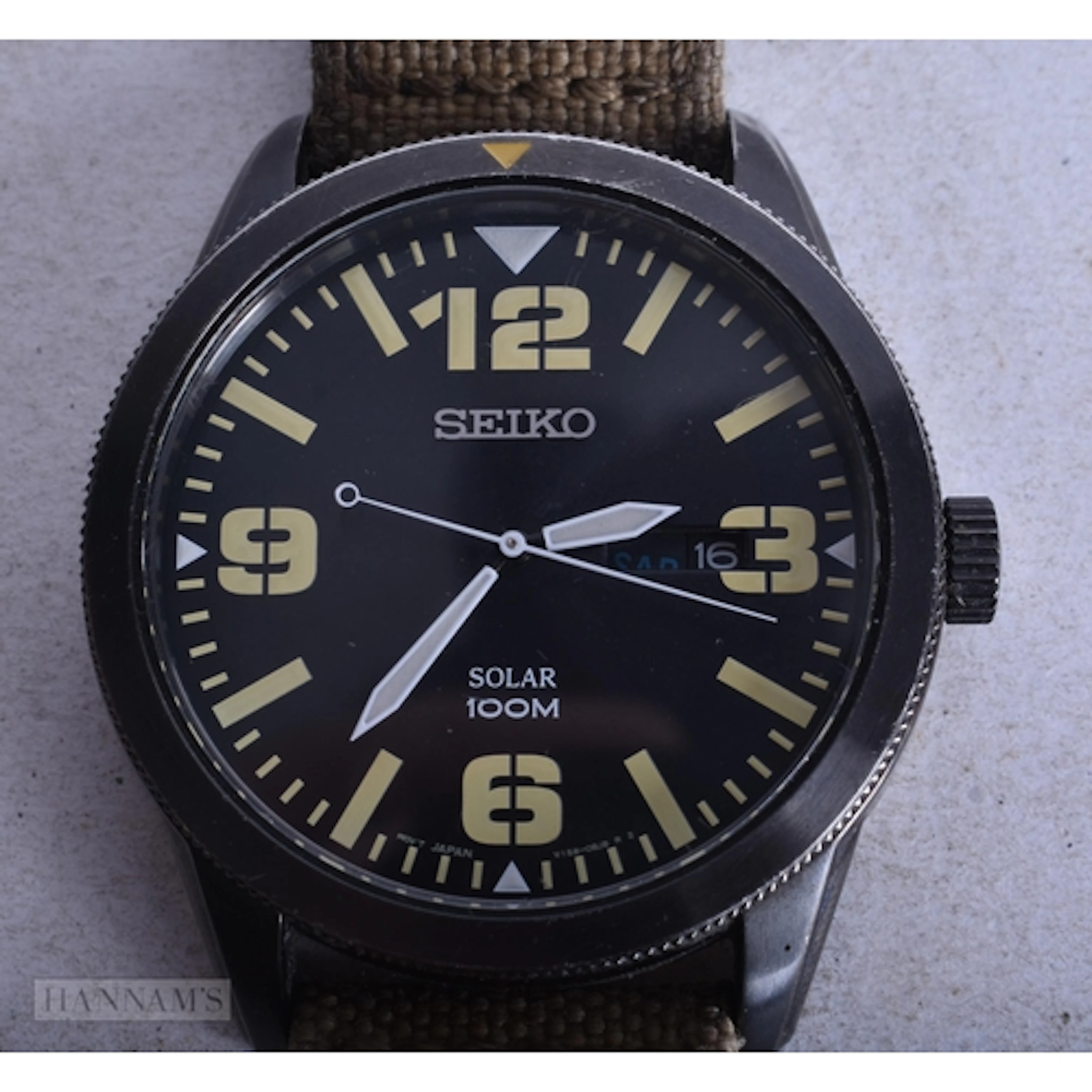 A Seiko Men's Sport Solar Black Stainless Steel Watch, Runs ...