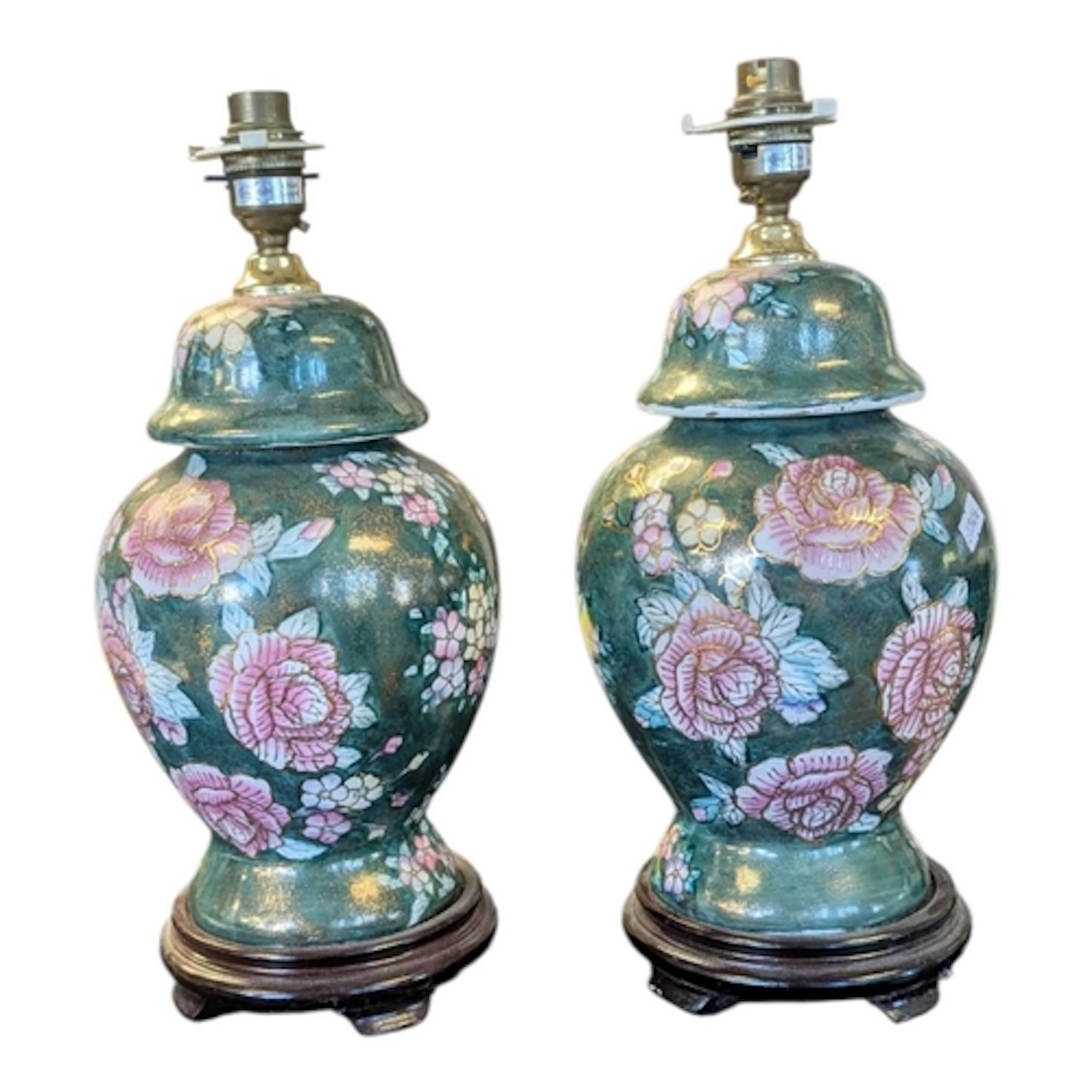 A pair of 20th century Chinese porcelain ginger jar converte...