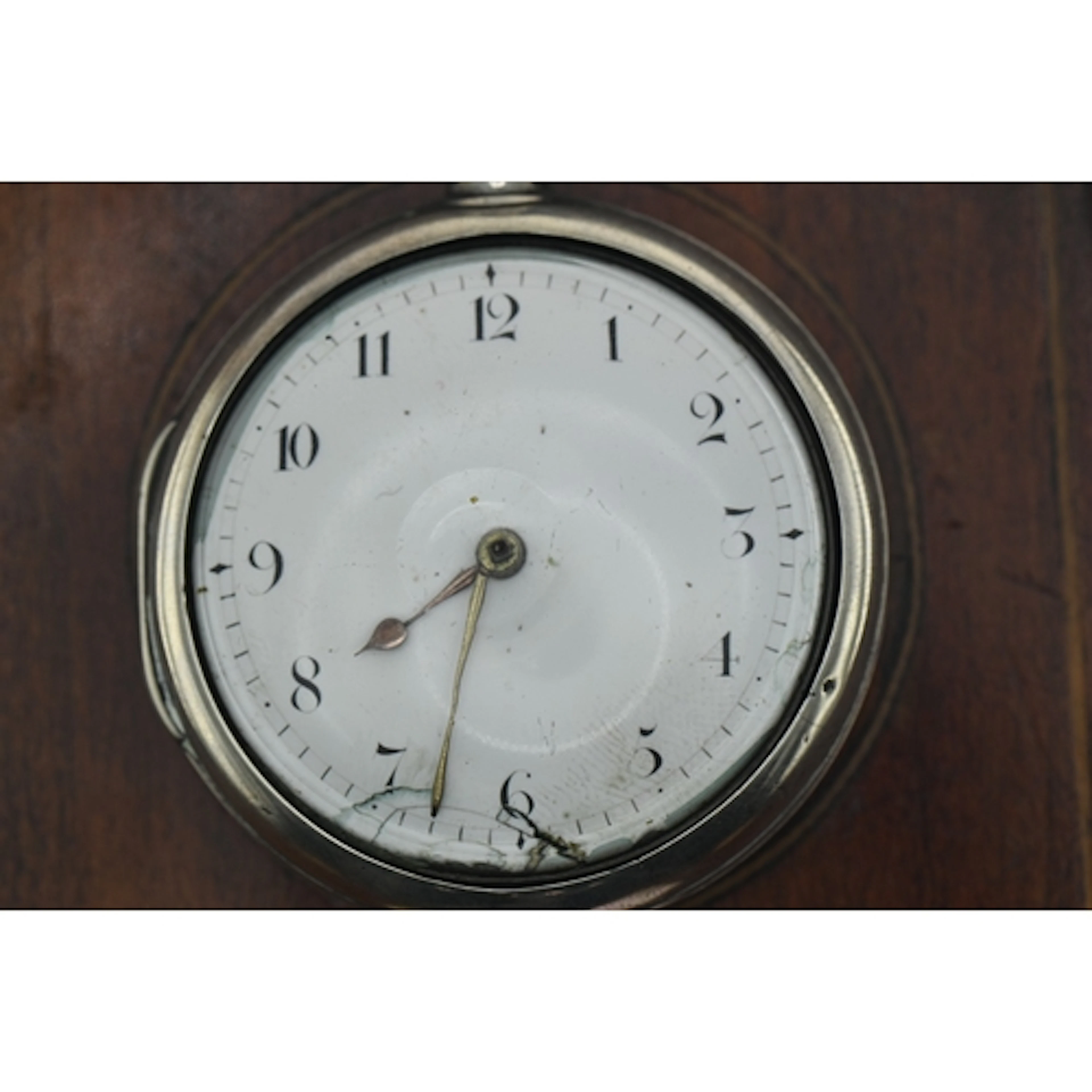 George III silver pair-cased pocket watch, the white en...