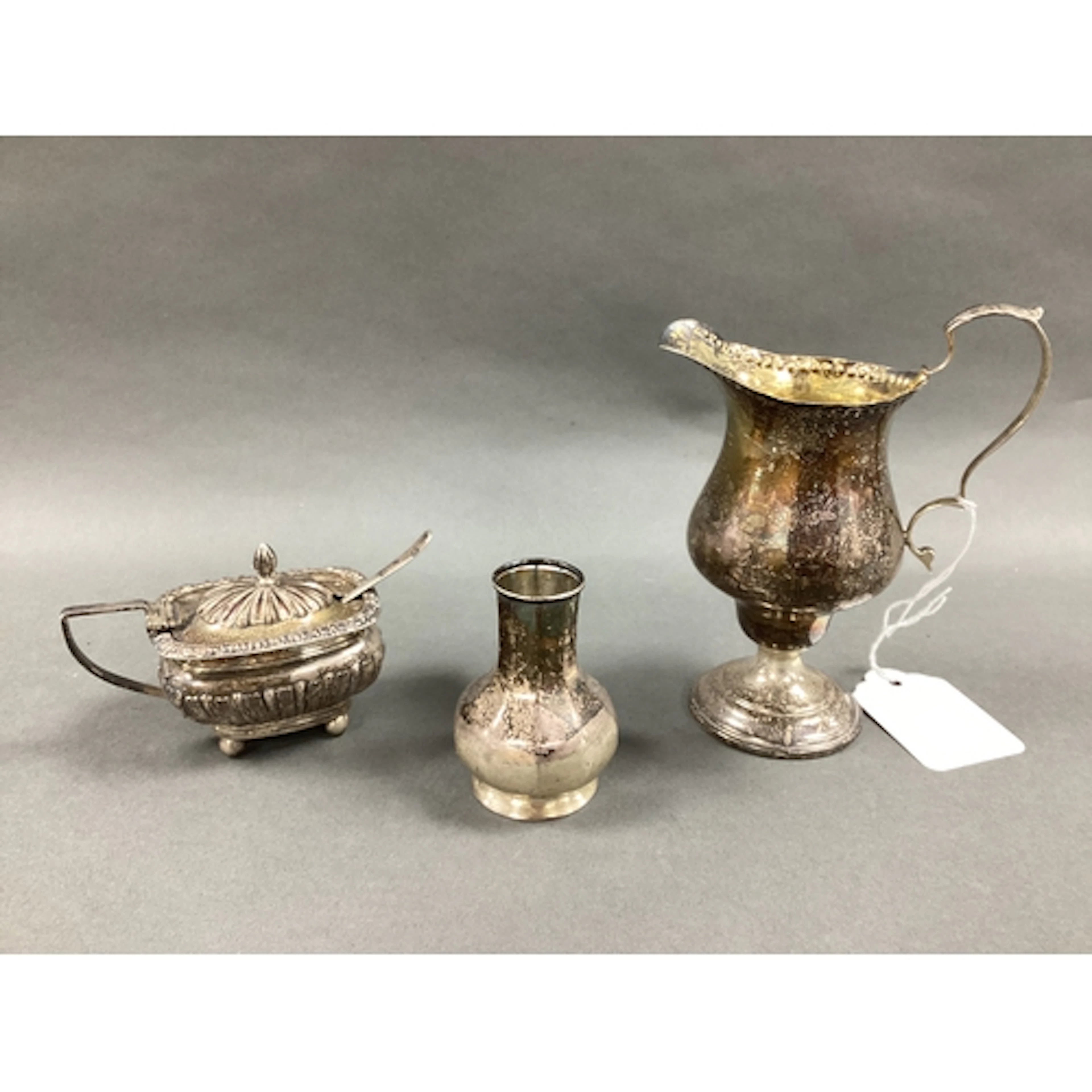 A Chester Hallmarked Silver Lidded Mustard Pot, of baluster ...