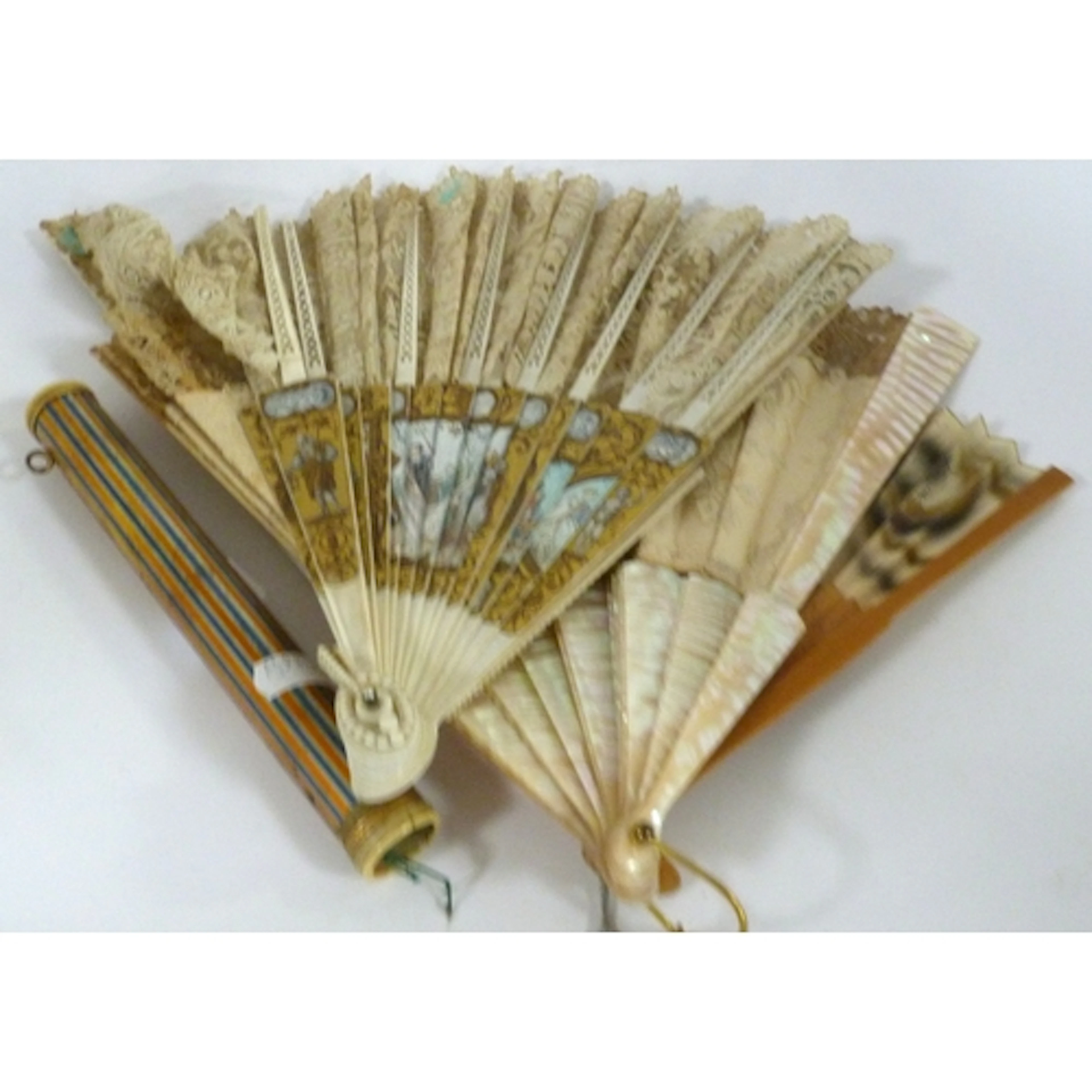 Antique French style folding fan with lace upper and Classic...