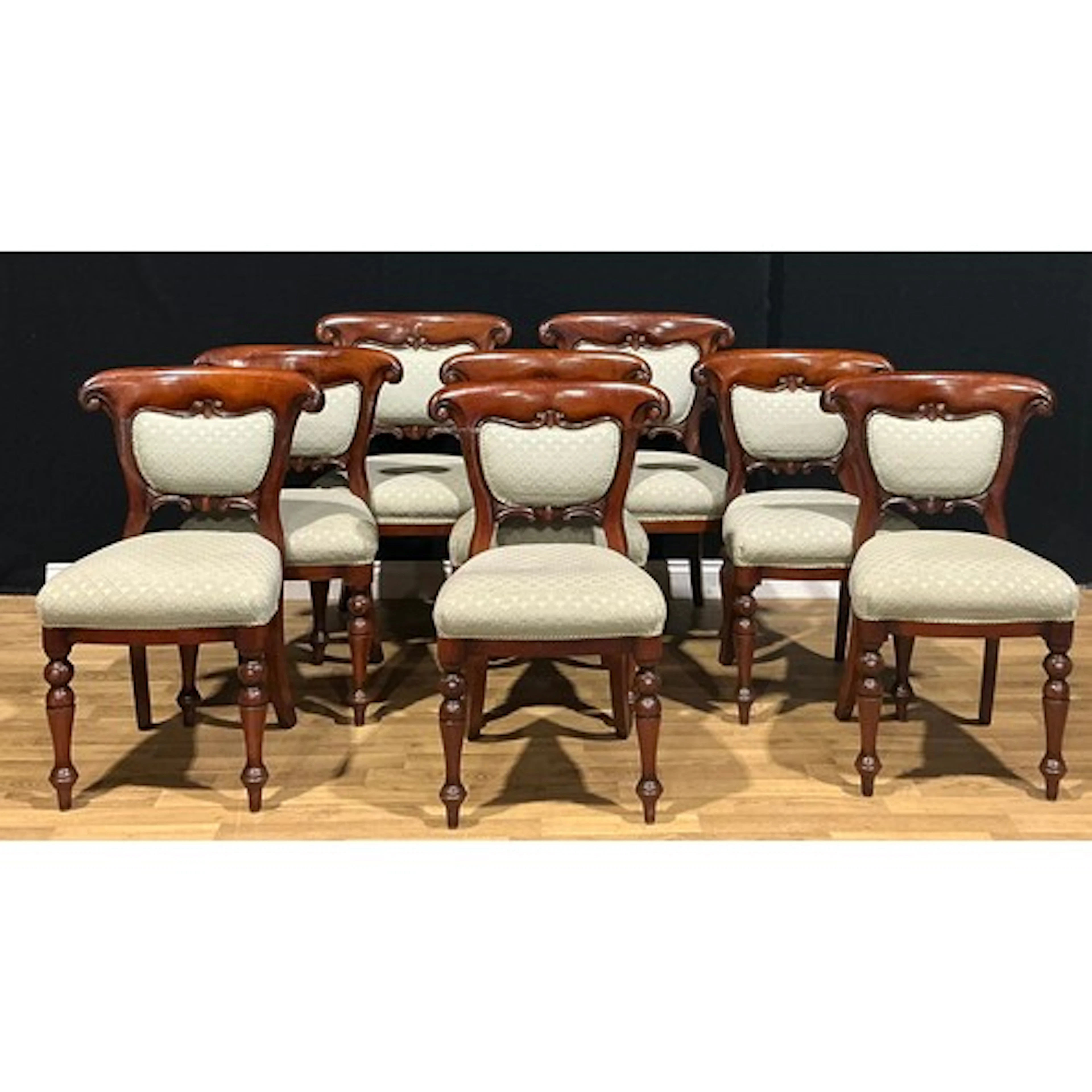 A set of eight Victorian style dining chairs, comprising six...