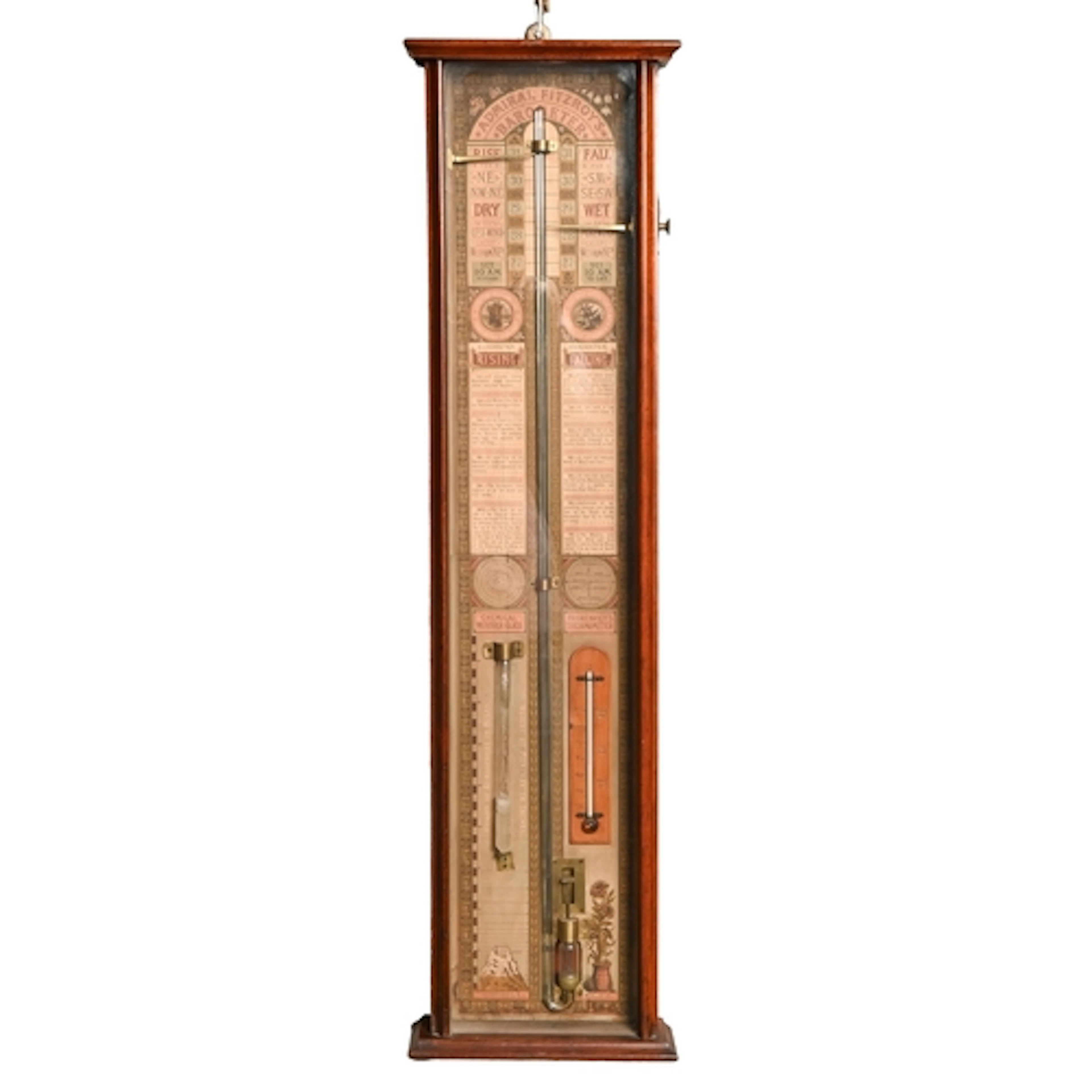 A late Victorian Fitzroy barometer, in glazed mahogany case,...