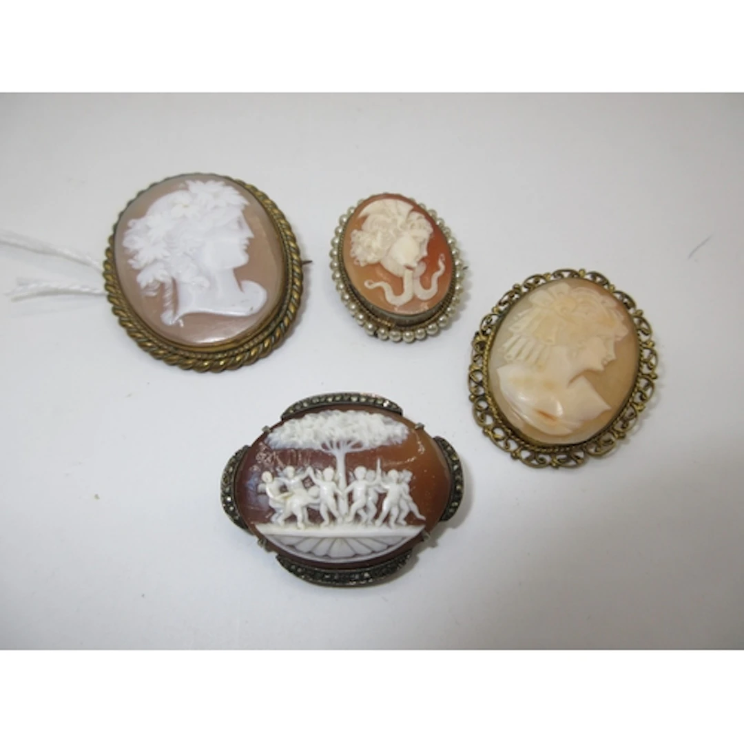 Four Cameo Brooches