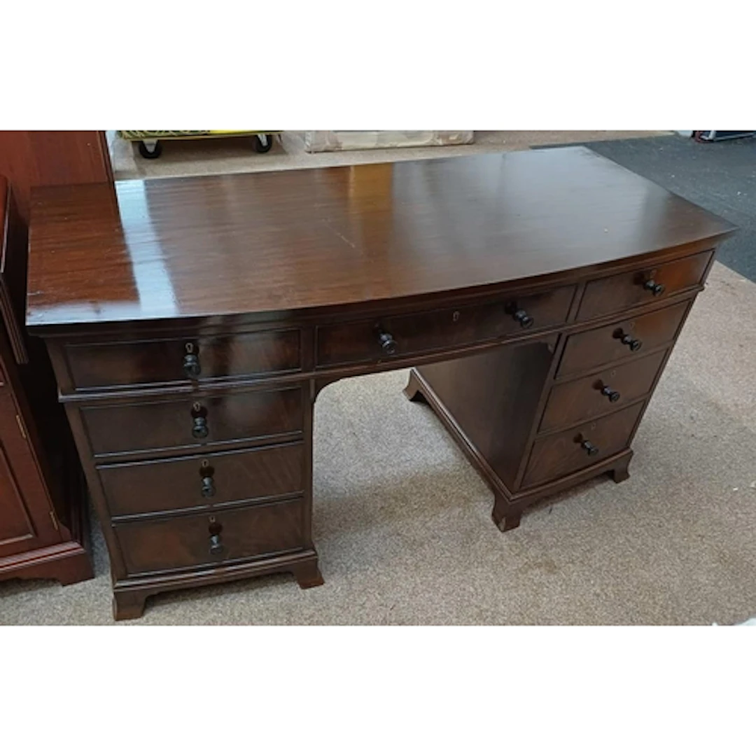 EARLY 20TH CENTURY MAHOGANY KNEE-HOLE DESK WITH 9 DRAWERS ON...