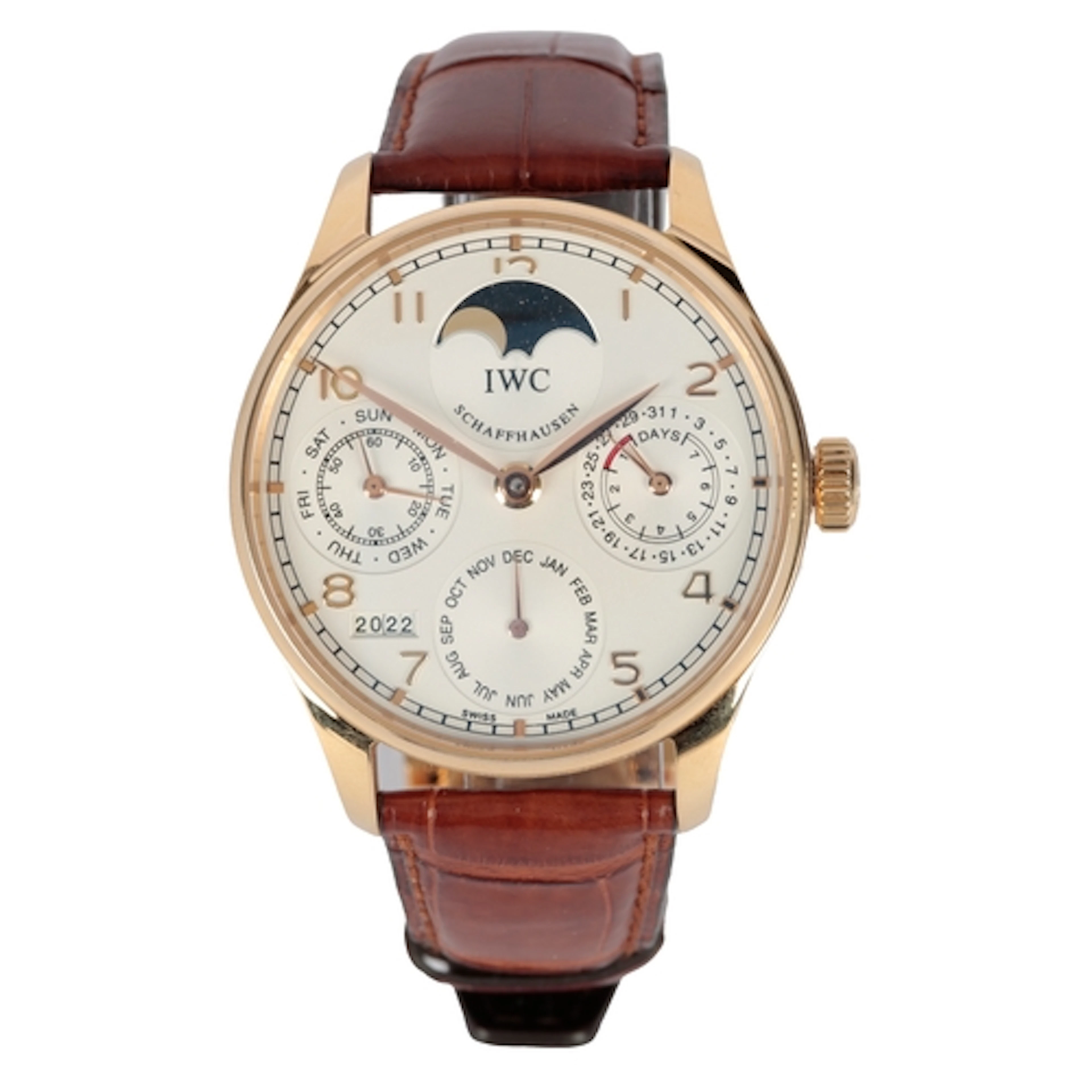 A gentleman's good 2008 18k rose gold IWC Portugieser Perpet...