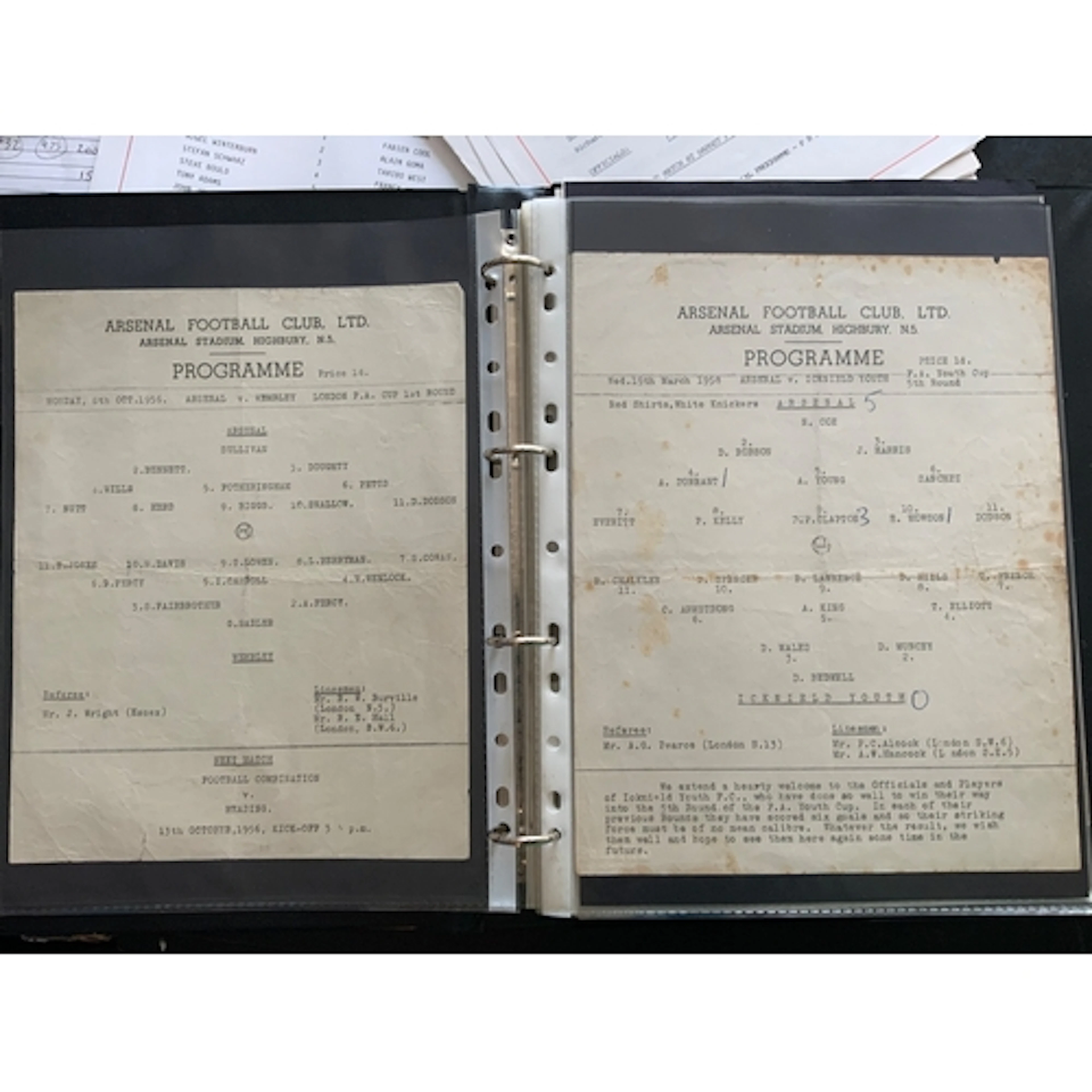 Arsenal Single Sheet Home Reserve + Youth Football Programme...