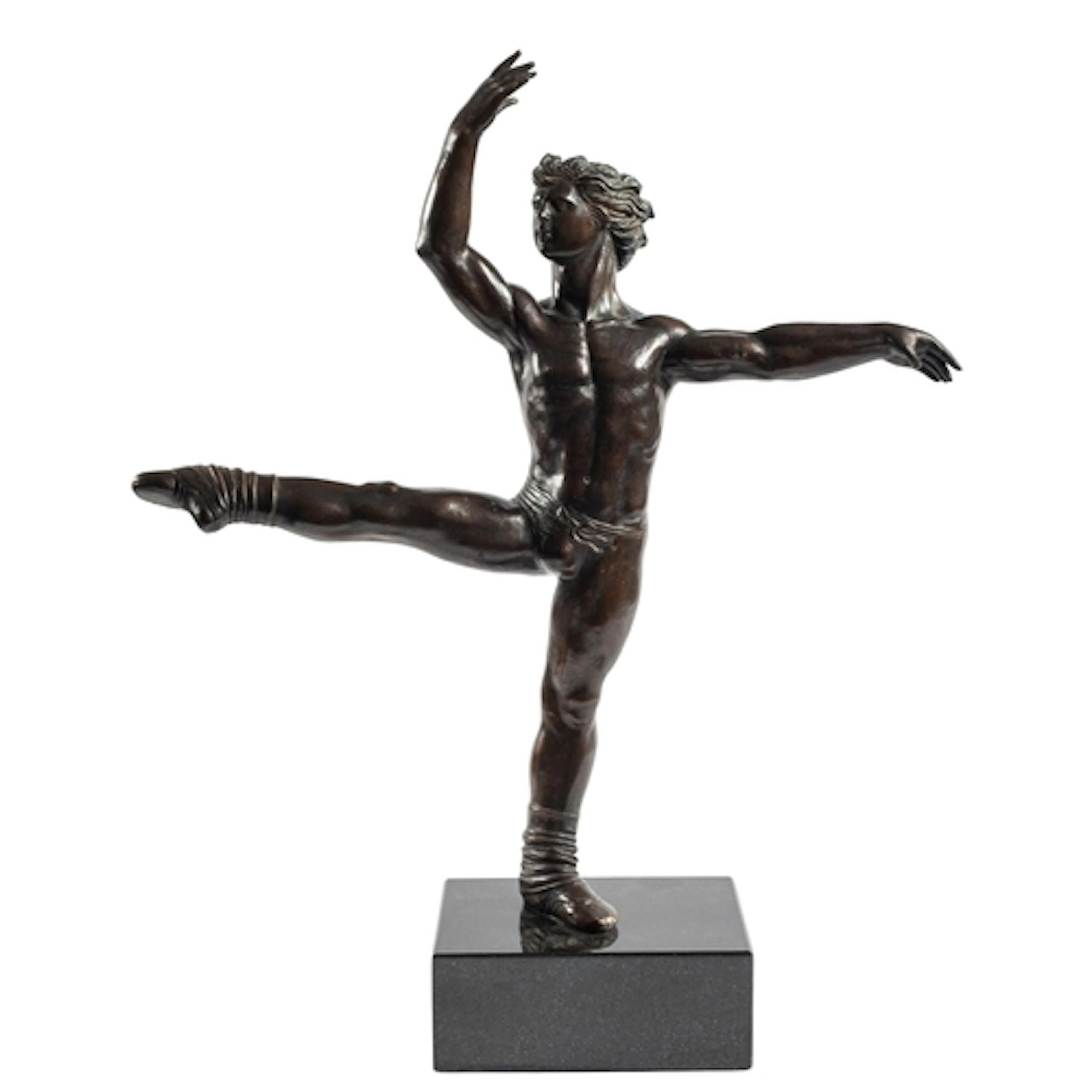 A patinated bronze model of a male ballet dancer, second hal...