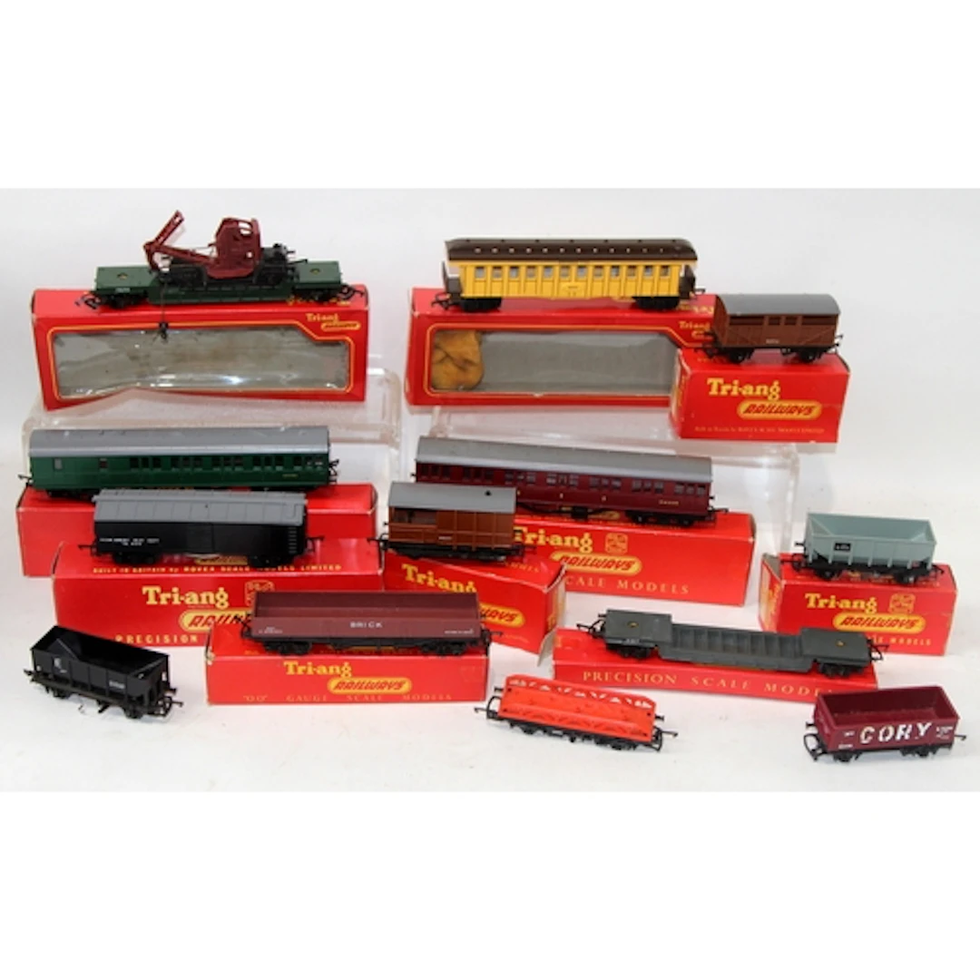 A collection of vintage Hornby OO gauge rolling stock, goods...
