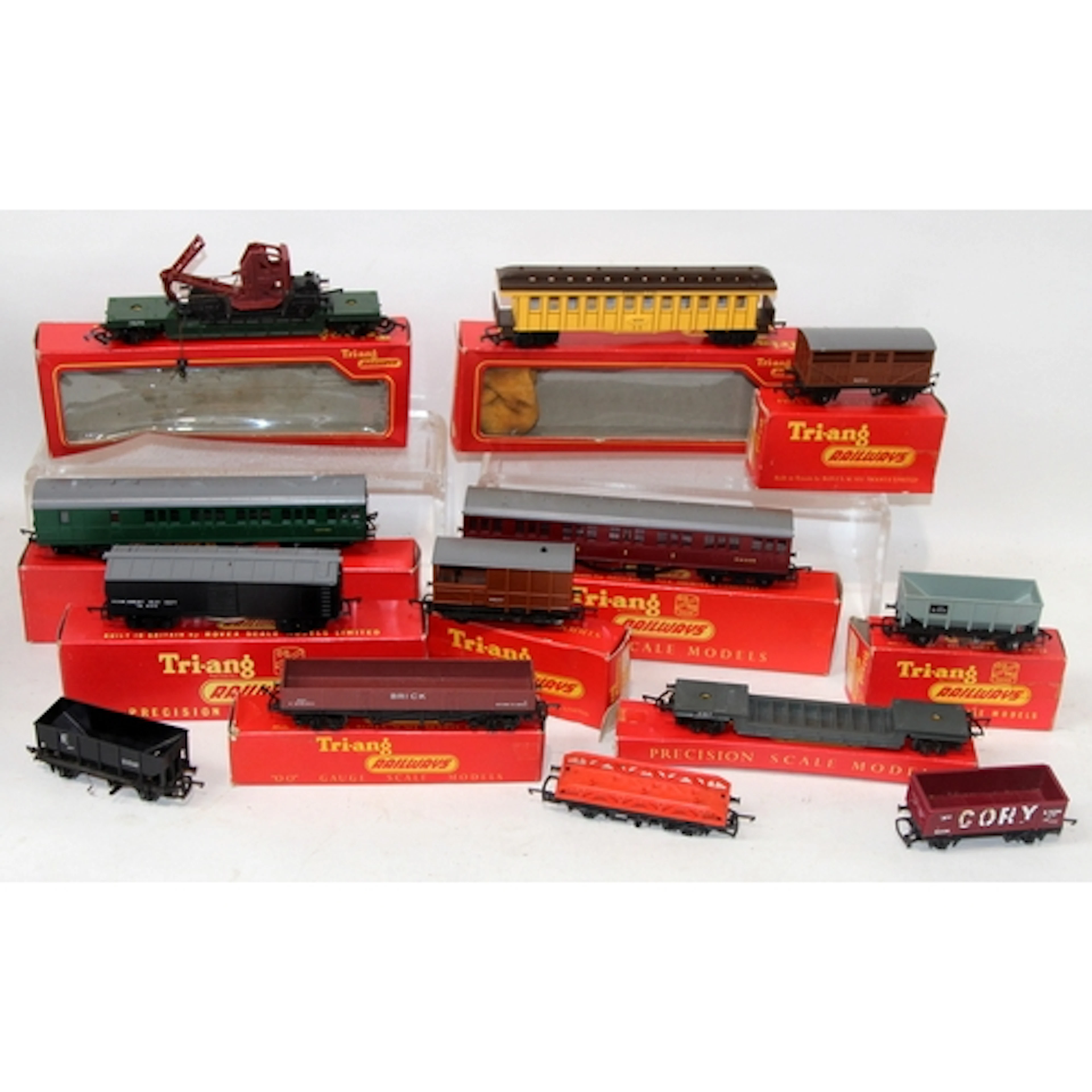 A collection of vintage Hornby OO gauge rolling stock, goods...
