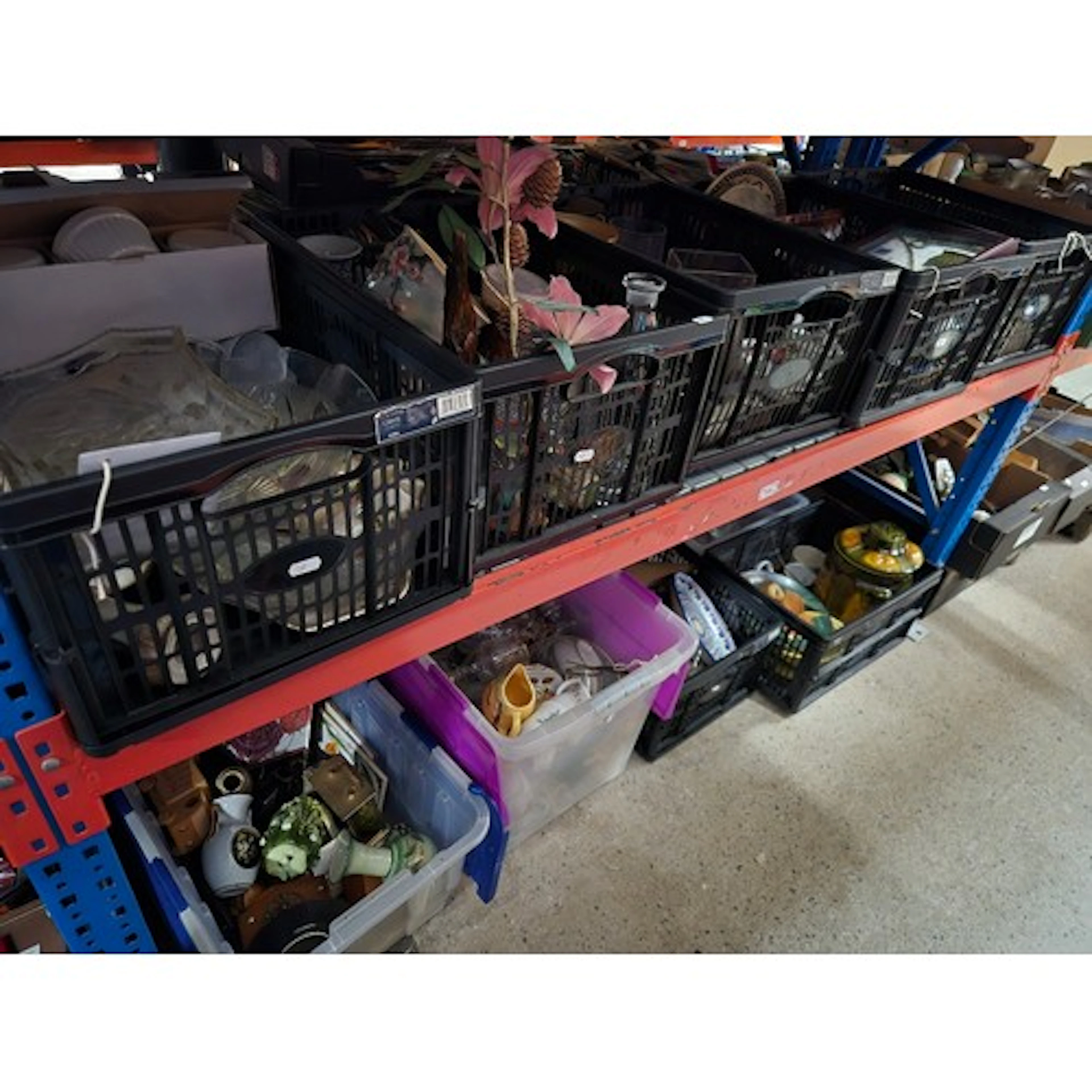 9 boxes of bric a brac including pottery, glass, including r...