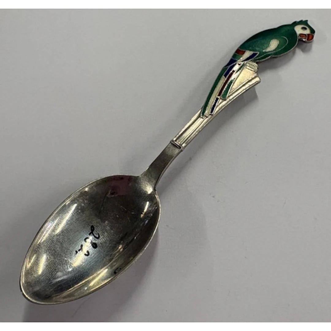 A Continental silver and enamelled spoon. Approx. 30 grams. ...