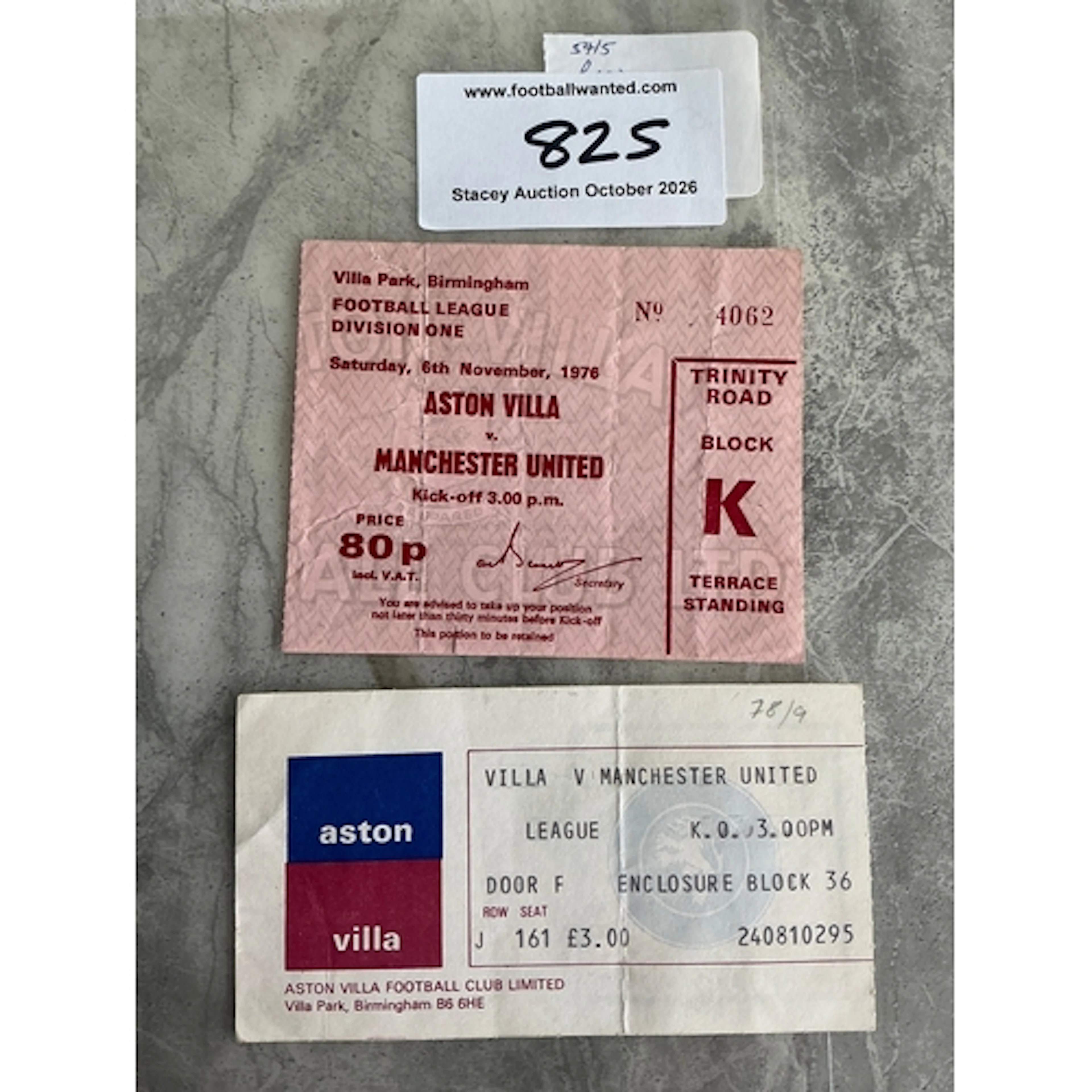 Aston Villa v Manchester United Football Tickets: League mat...