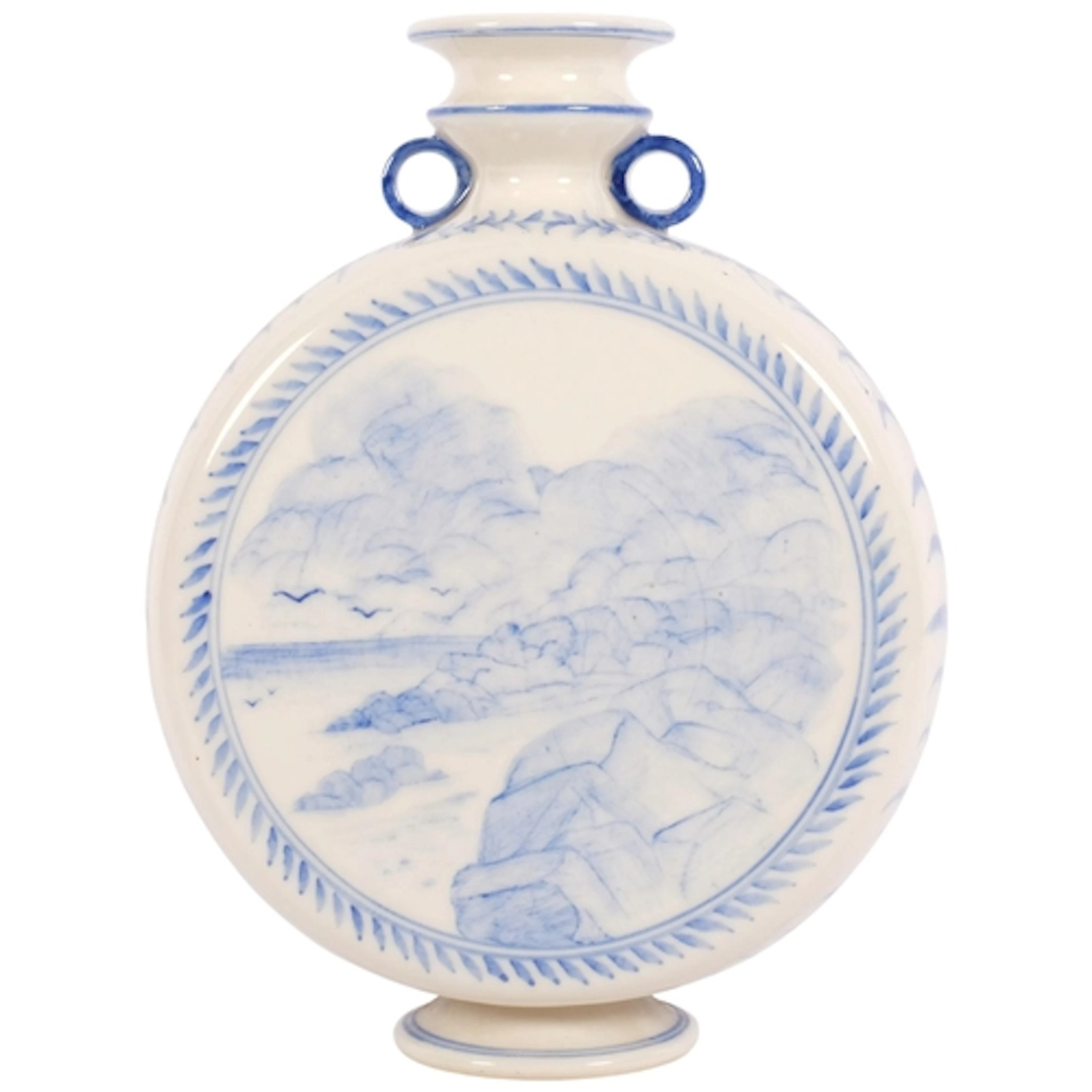 An Oriental ceramic blue and white moonflask