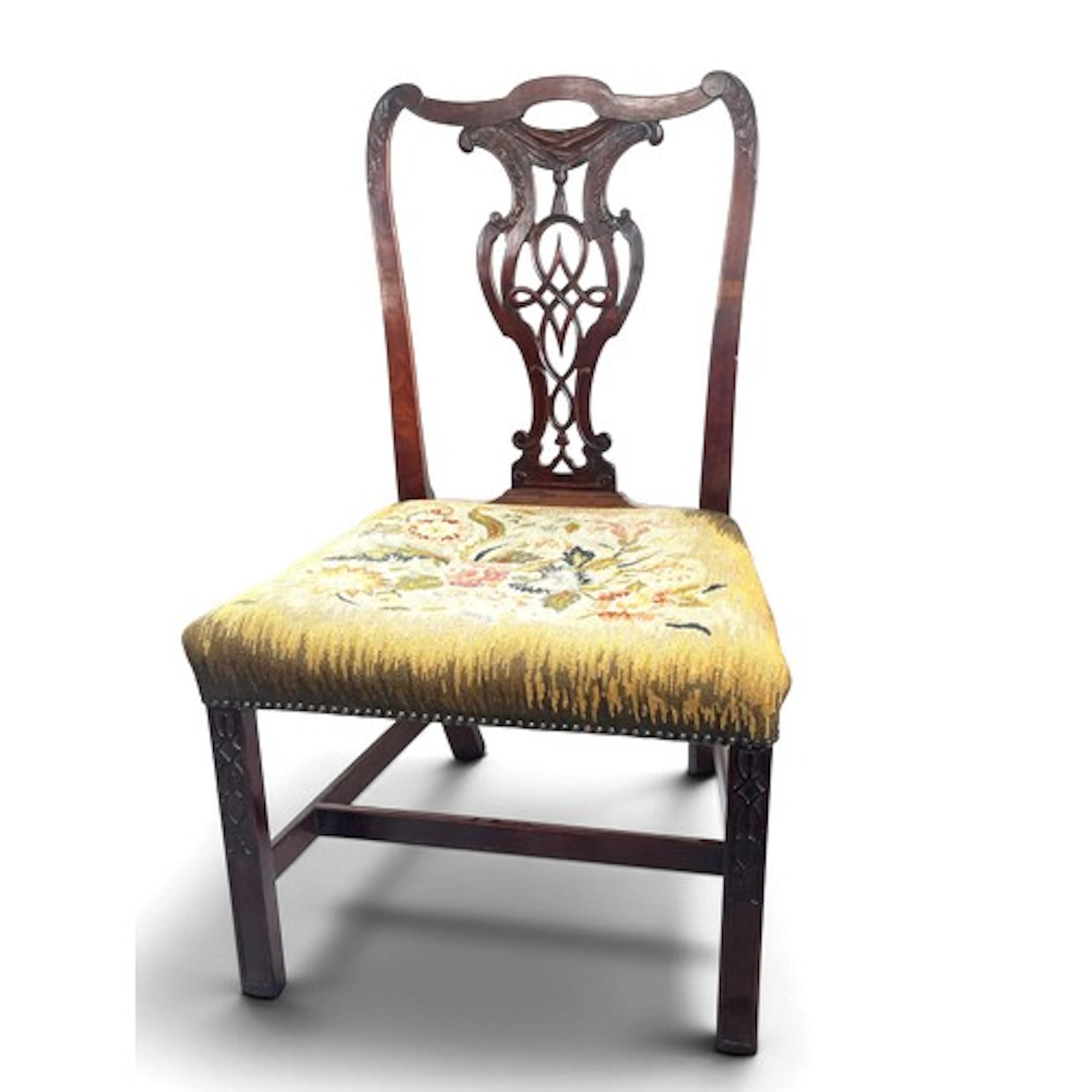 George III mahogany chair, richly carved back chair and blin...