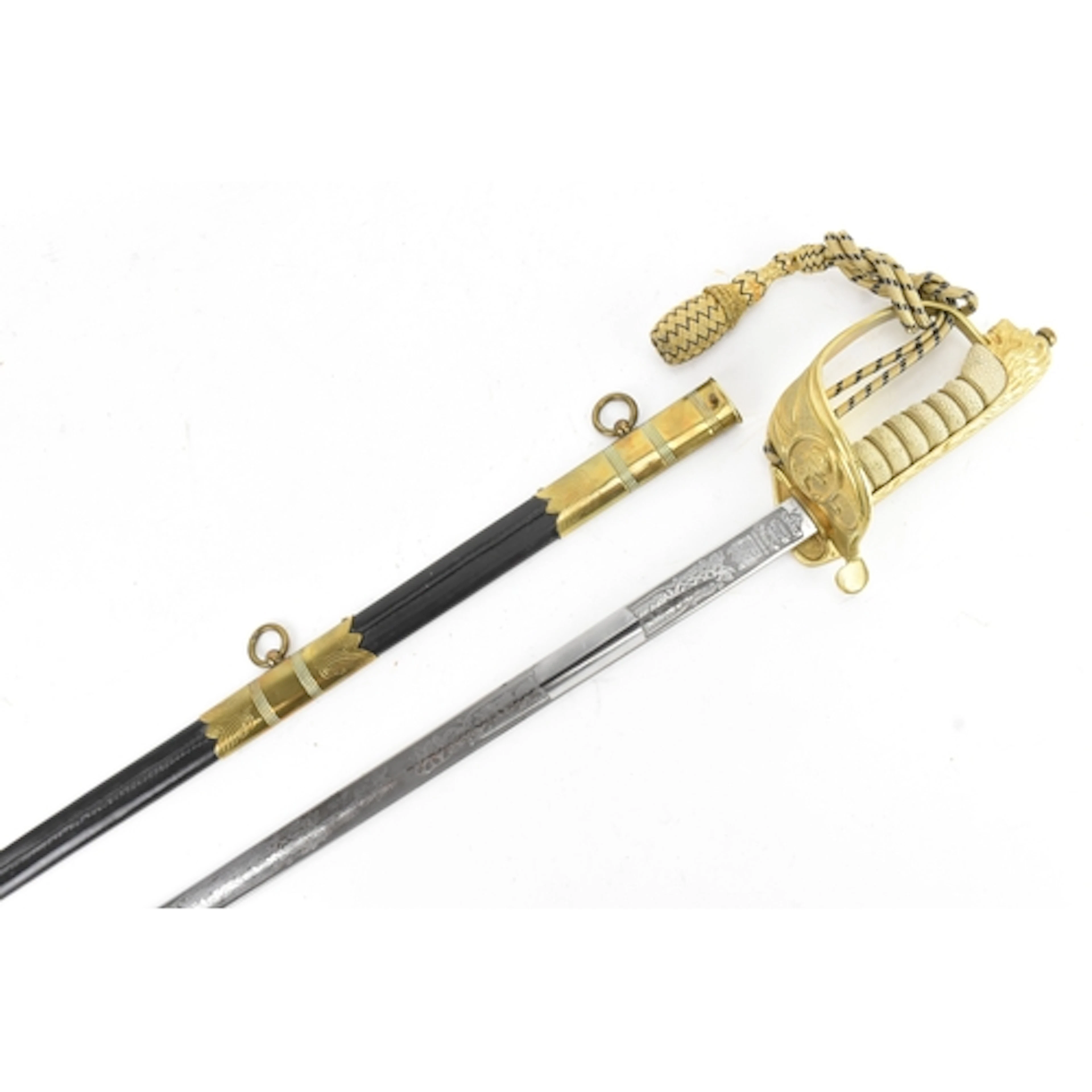 A George VI Naval officer’s sword, by Wilkinsons, etched wit...