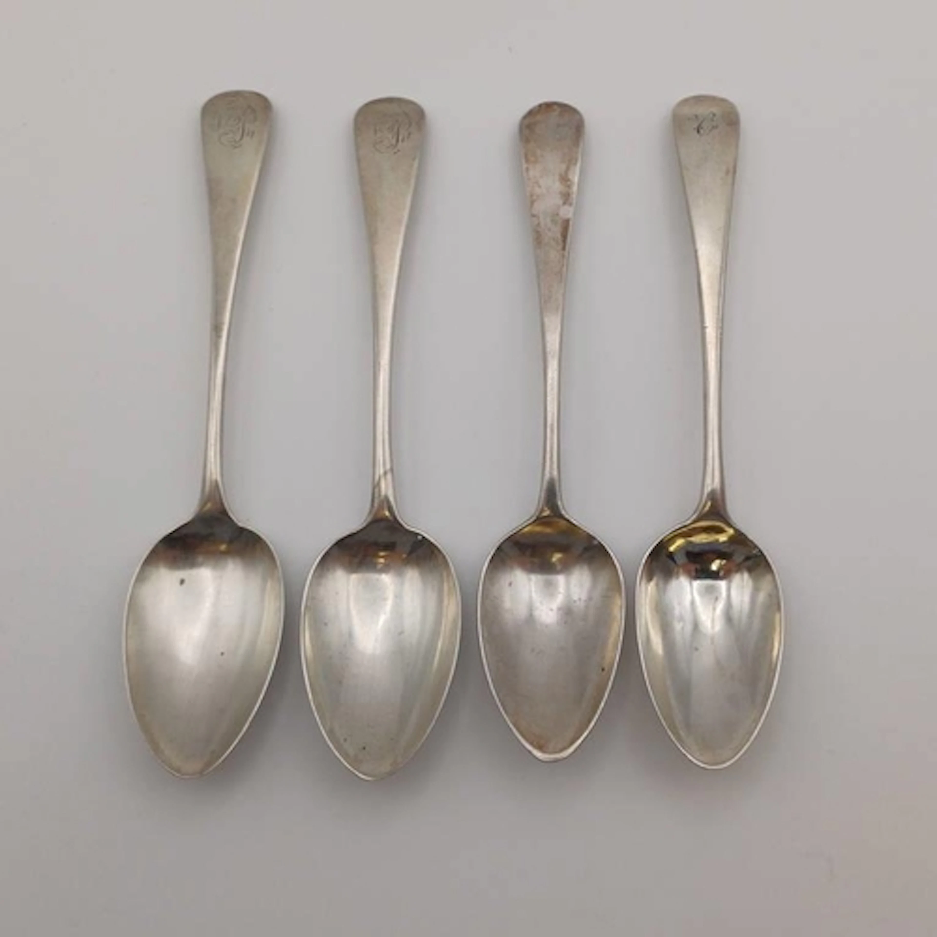 4 GEORGIAN SILVER TEASPOONS TO INCLUDE A GEORGE III PAIR OF ...