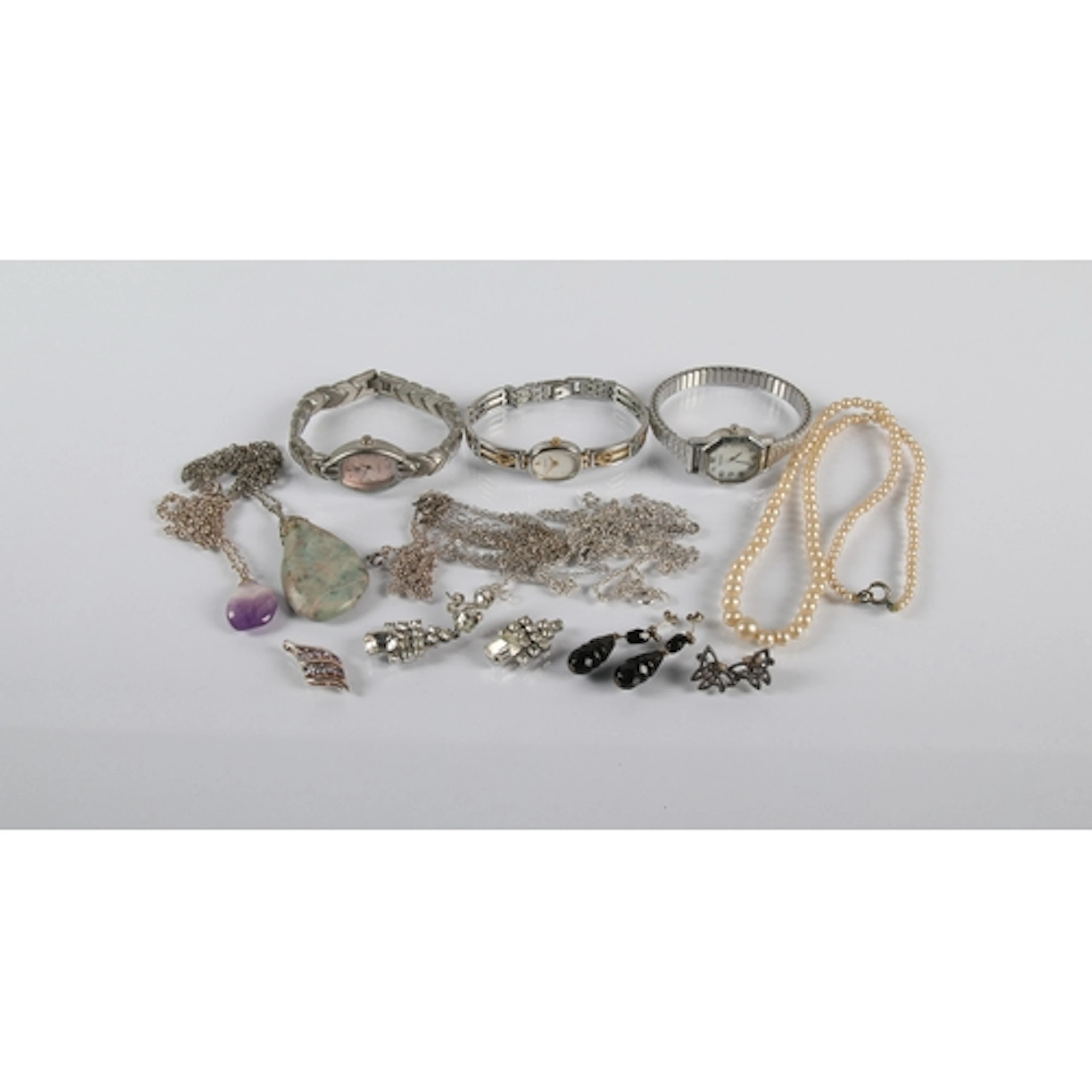 Assorted wrist watches, pendants, chains etc.