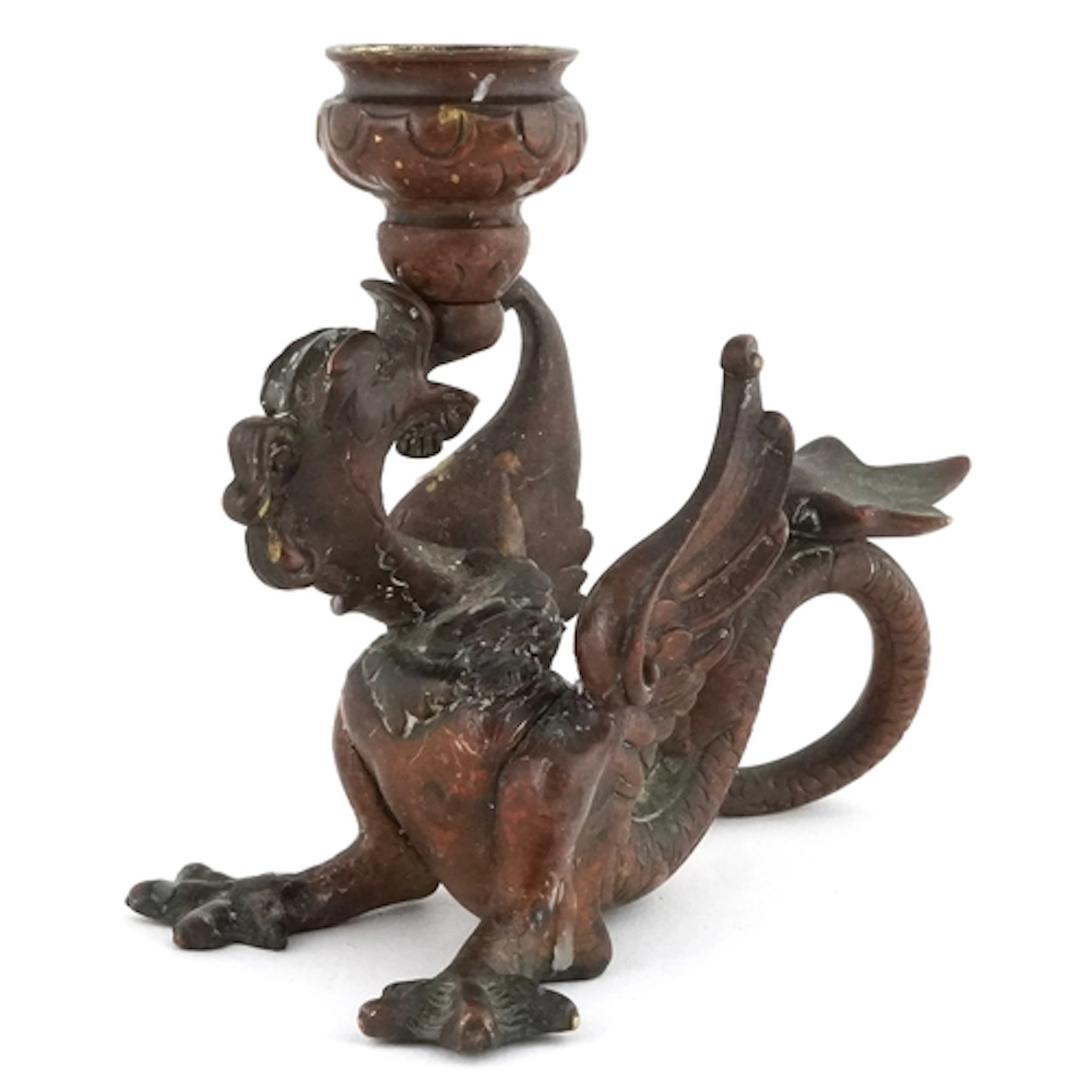 19th century patinated bronze chamberstick in the form of a ...
