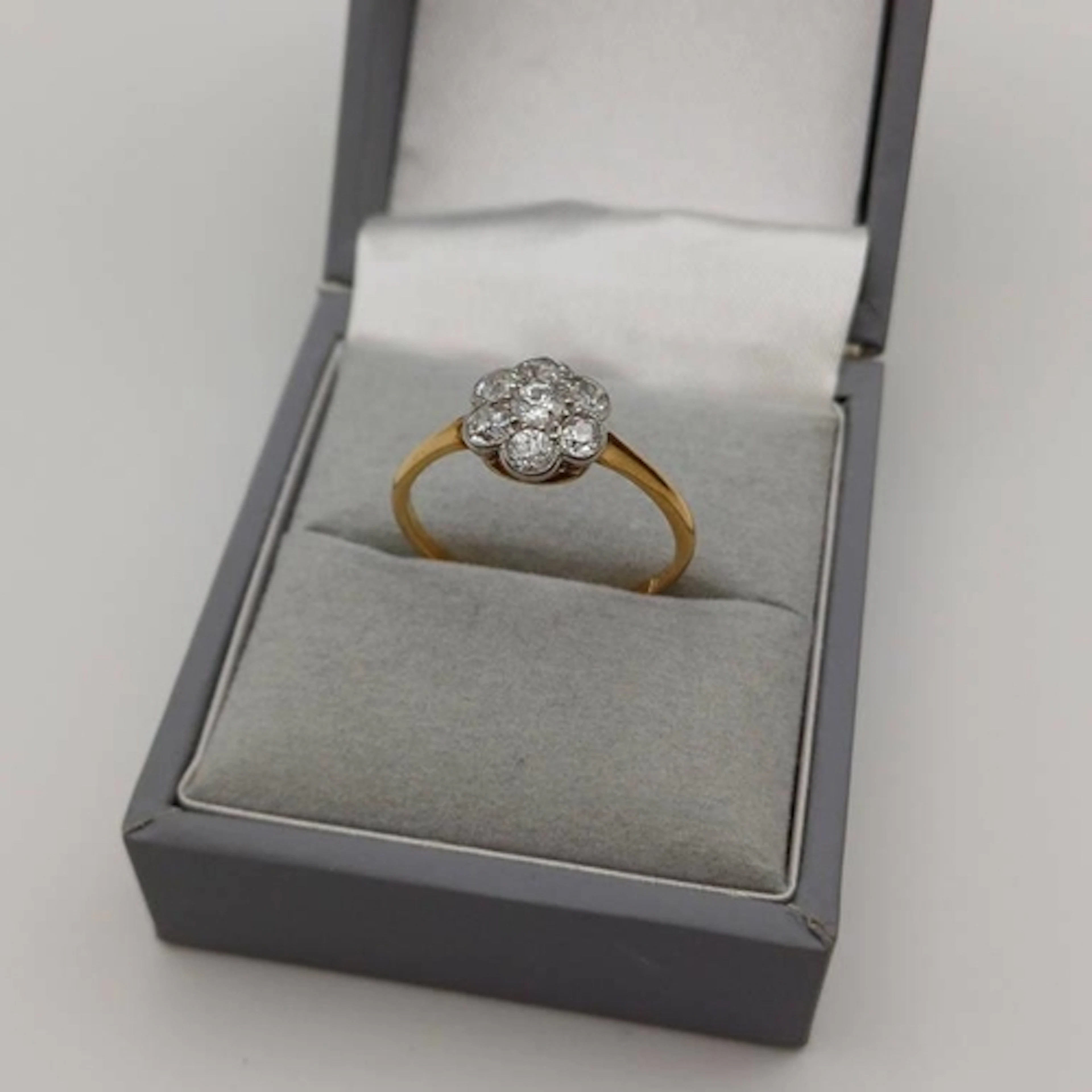 EARLY 20TH CENTURY 18CT GOLD DIAMOND CLUSTER RING -0 2.2 G, ...