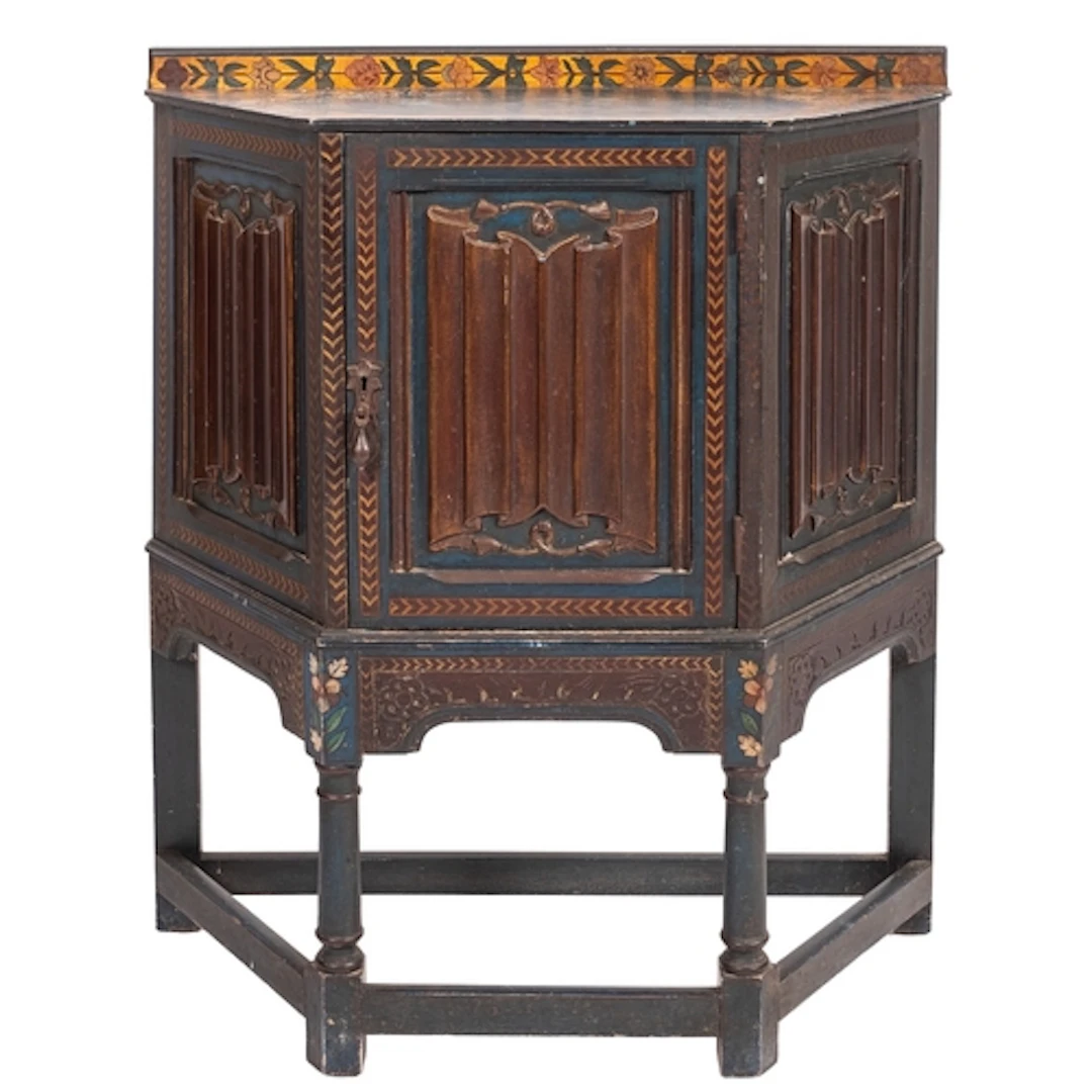 A painted wood credence cupboard, loosely in 17th century st...