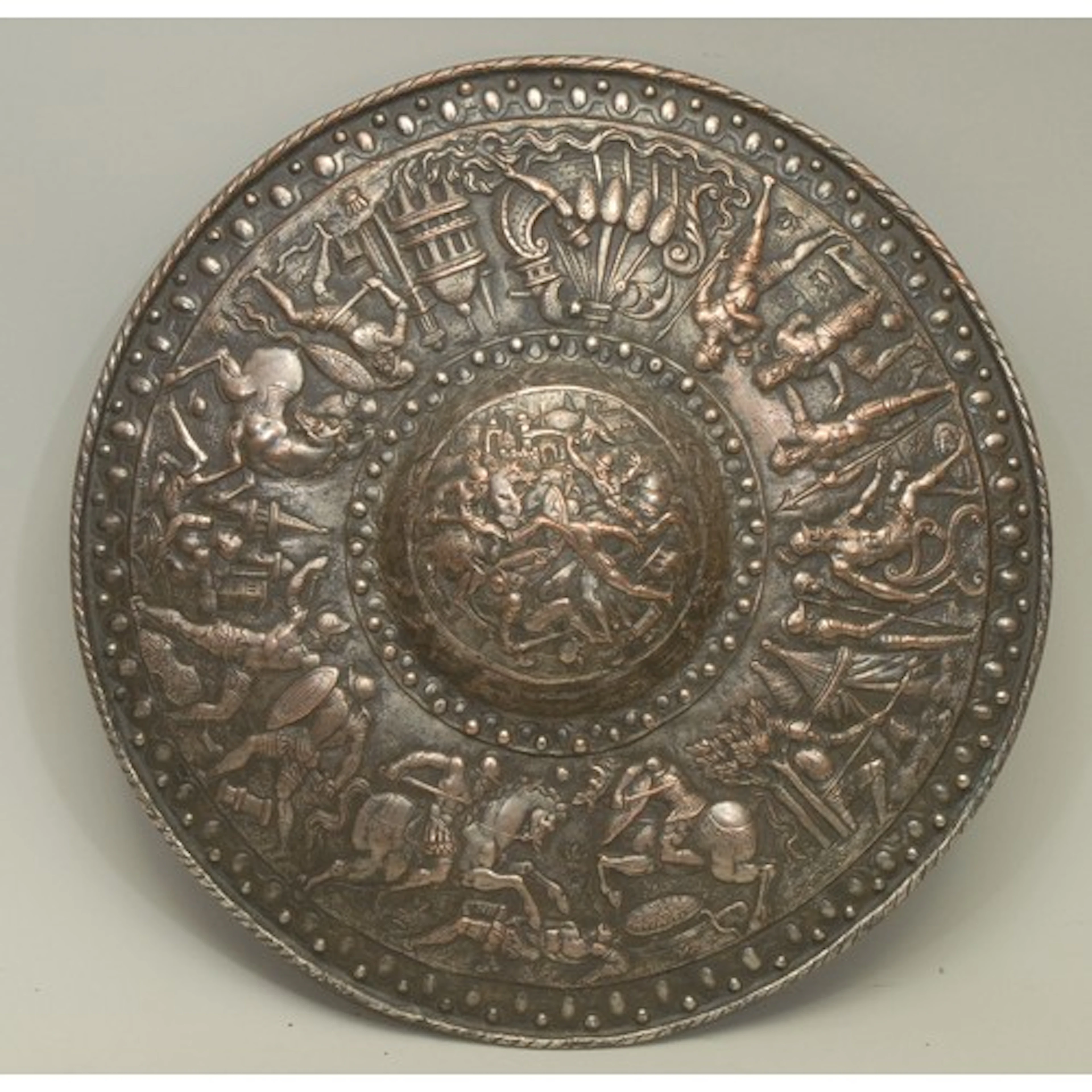 A 19th century antiquarian electrotype facsimile shield, aft...