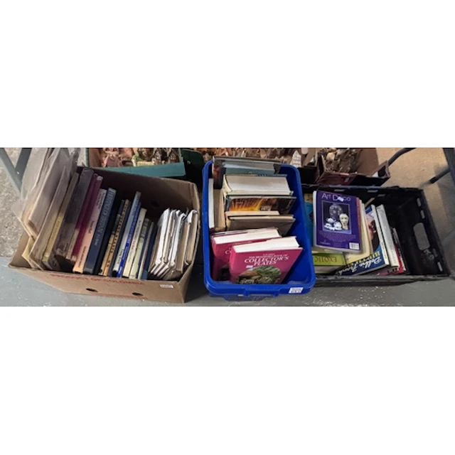 Three boxes of antique reference and other books to include ...