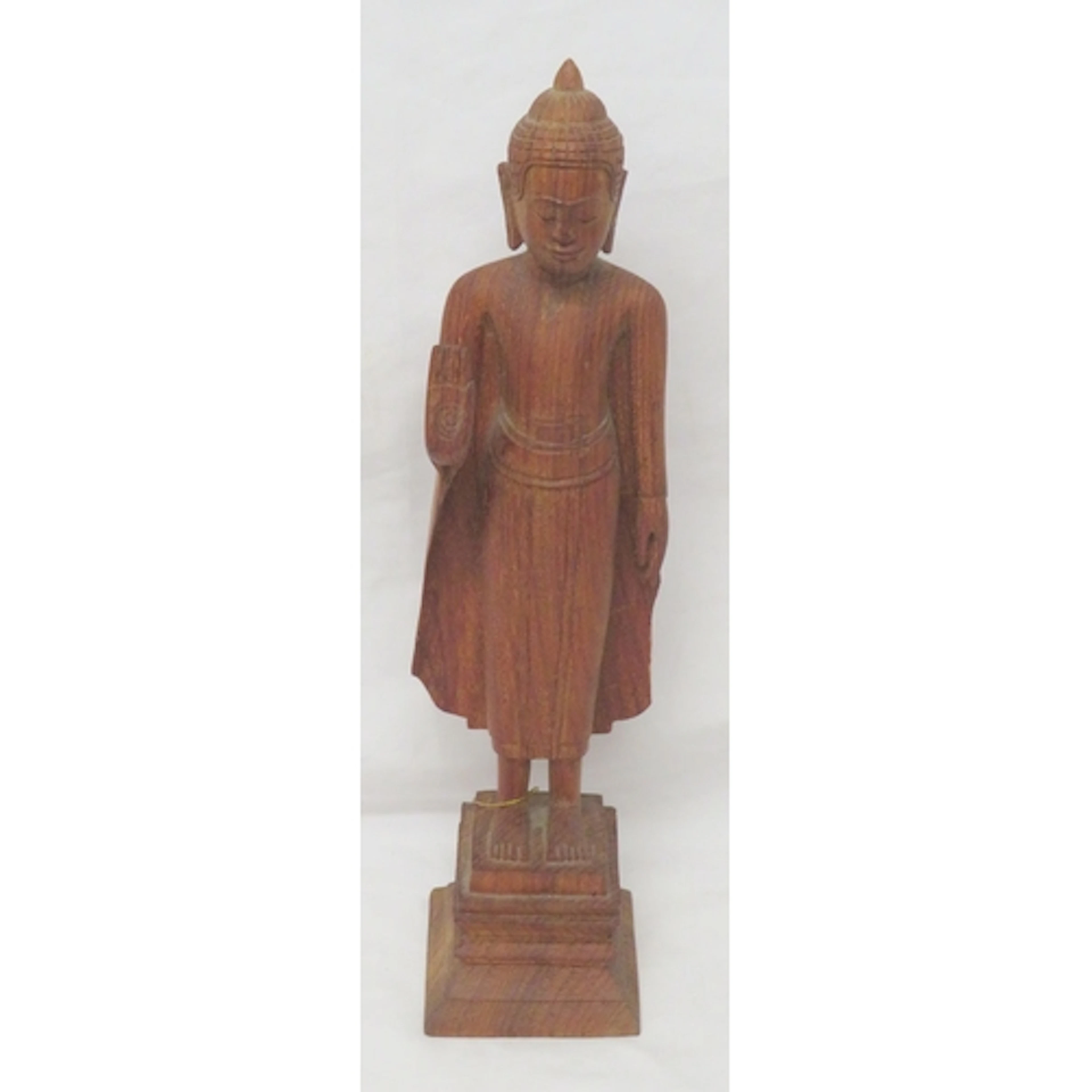 Carved Wooden Teak Buddha Figurine with tag approx. 37cm H