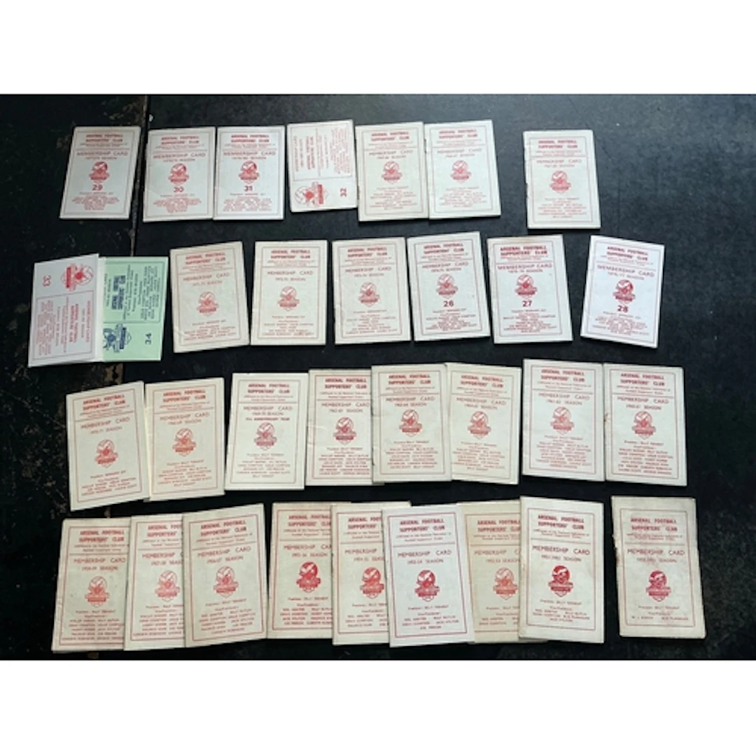 Arsenal Membership Card Collection: Complete run from 50/51 ...