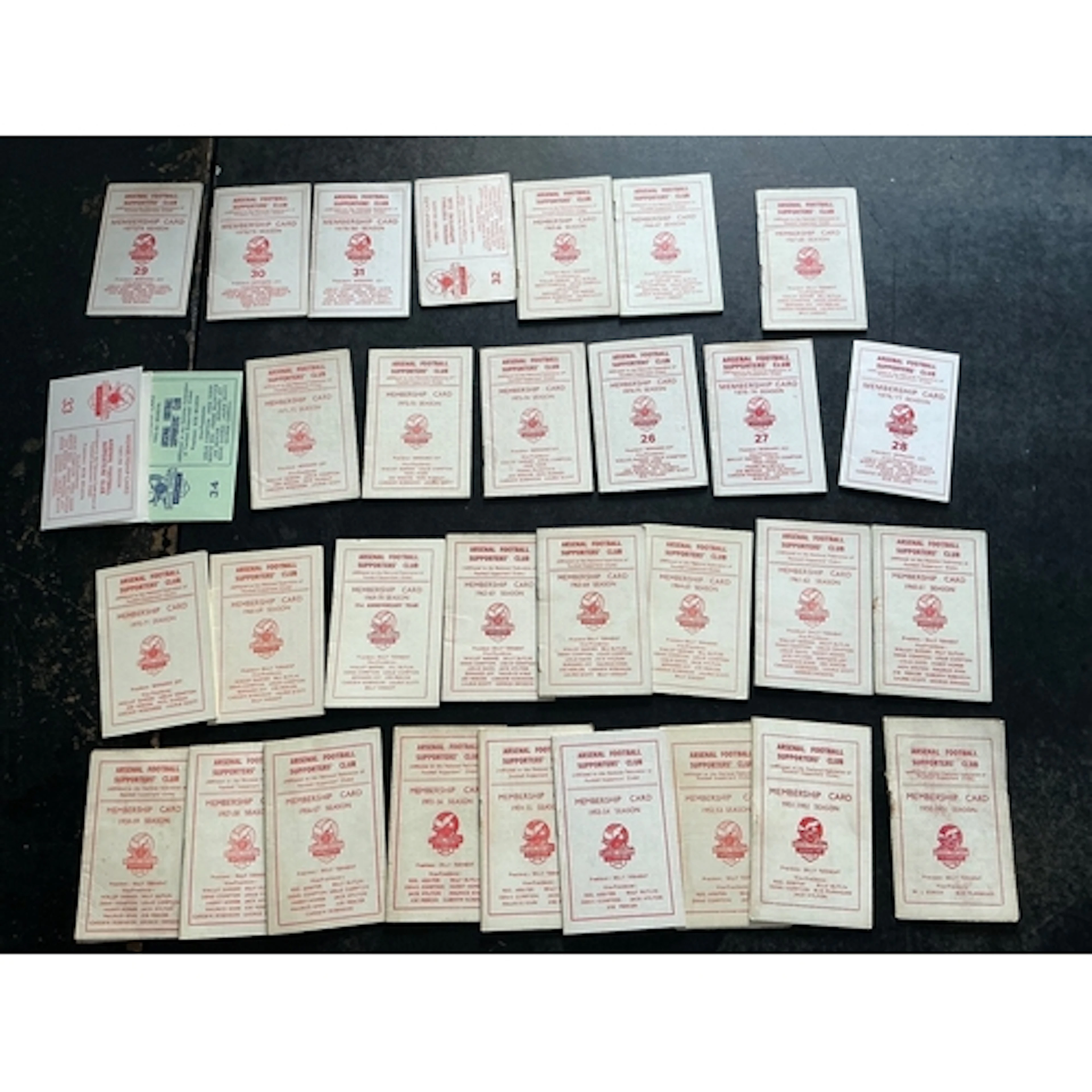 Arsenal Membership Card Collection: Complete run from 50/51 ...