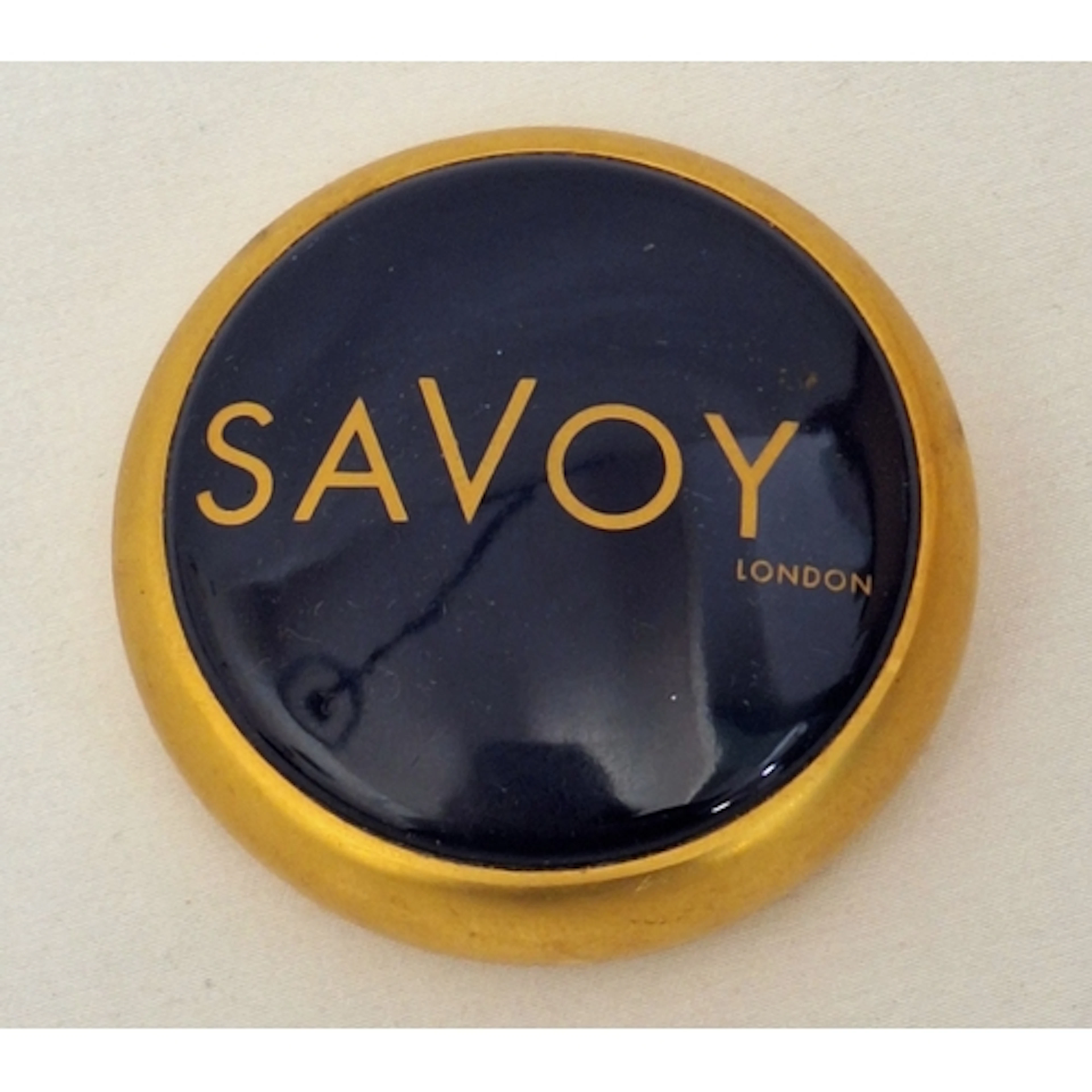 Brass & Navy Blue Ceramic Savoy London Paperweight approx. 6...