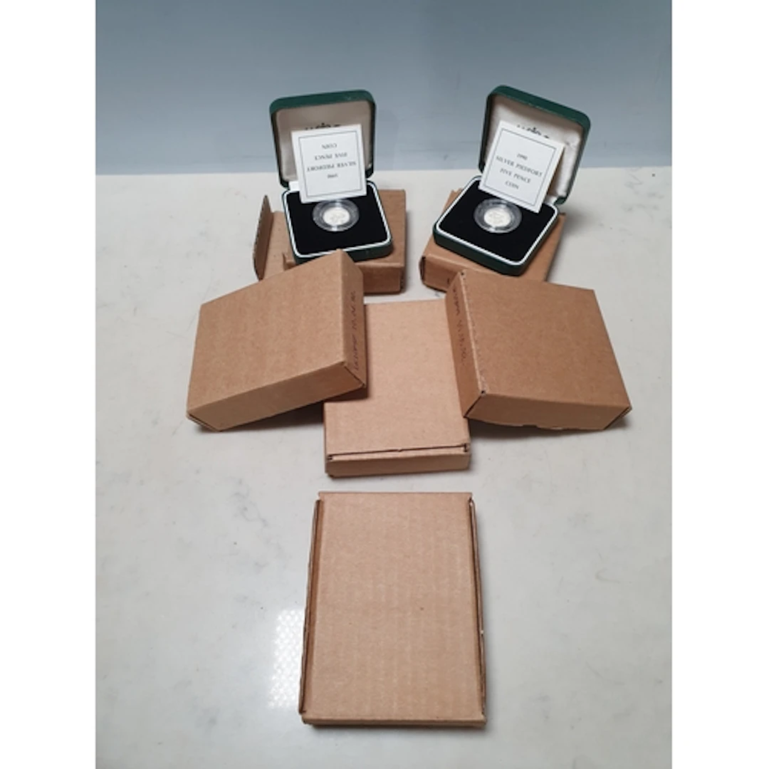 Royal Mint, silver Proof 1990 5 Pence Pairs x2 and 1992 10 P...