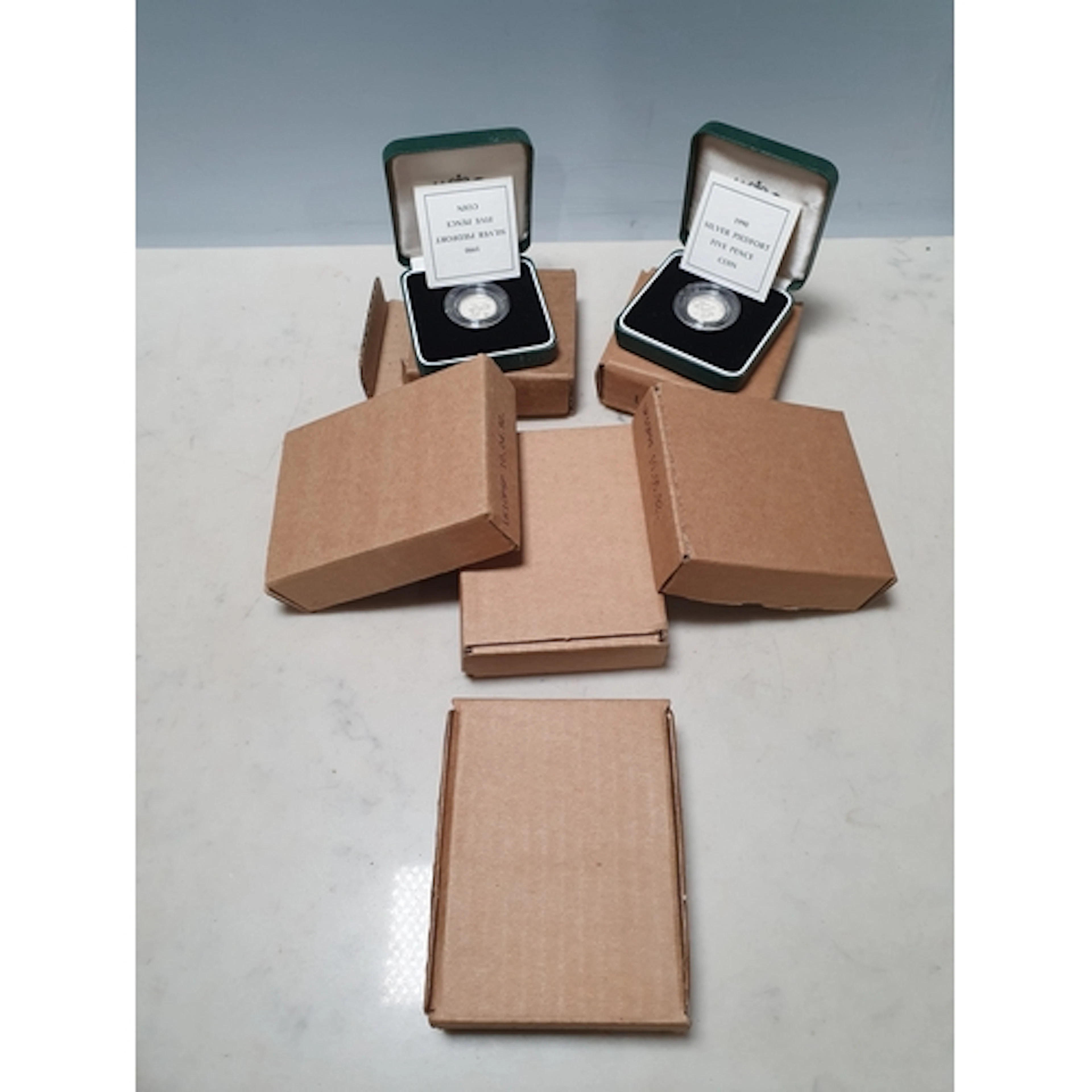 Royal Mint, silver Proof 1990 5 Pence Pairs x2 and 1992 10 P...