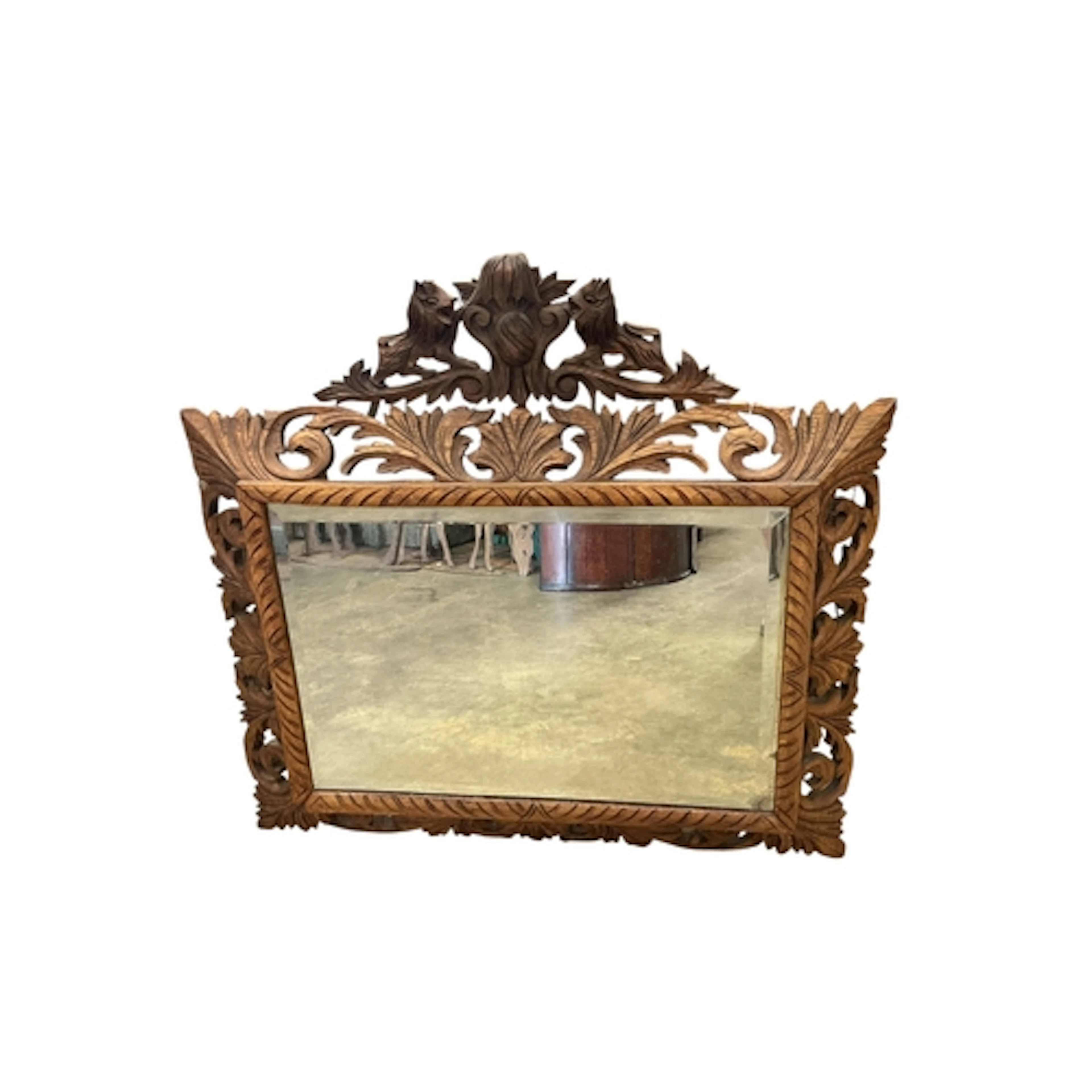 A Flemish rectangular carved oak wall mirror, width 100cm, h...