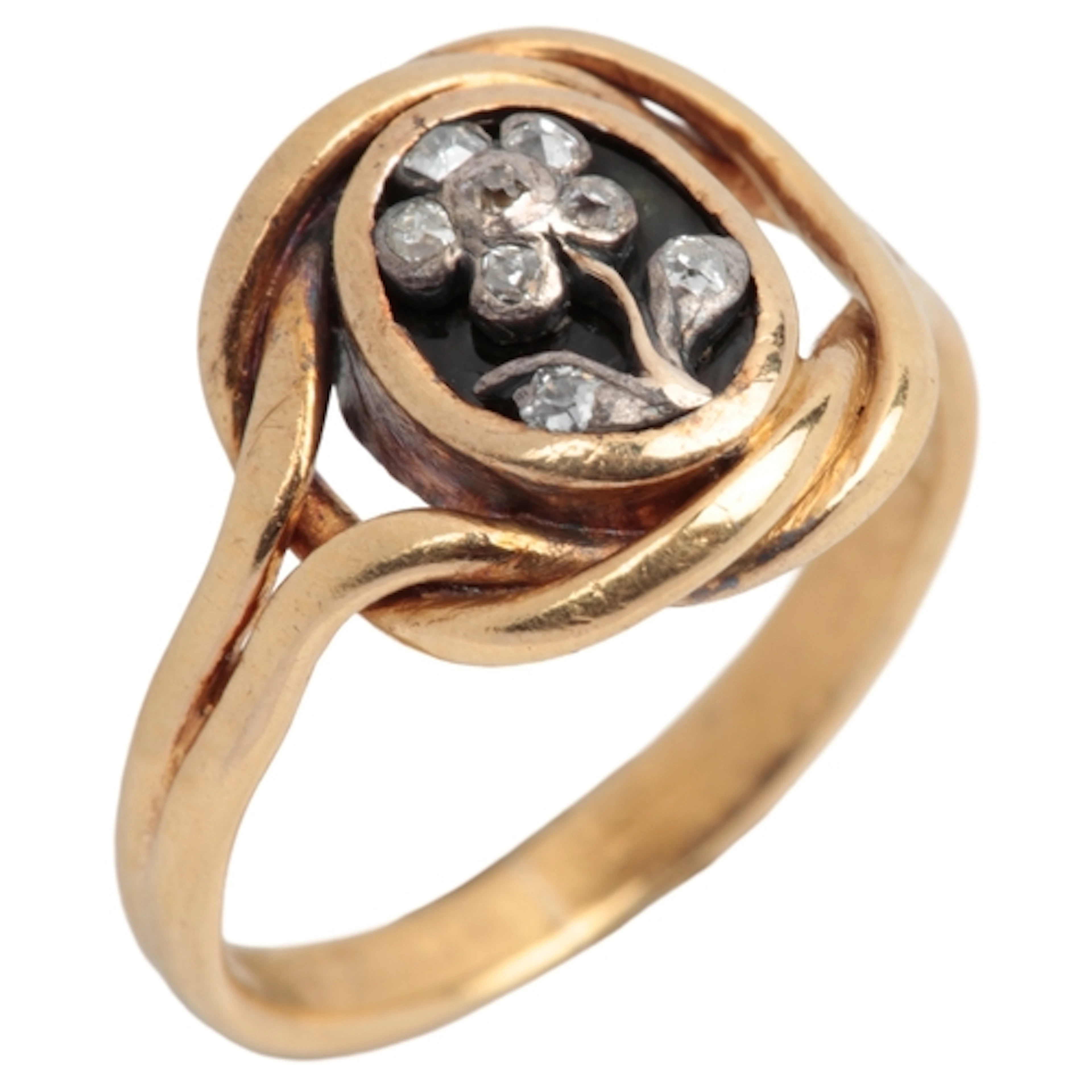 An onyx and diamond mourning ring, late 19th century, centri...