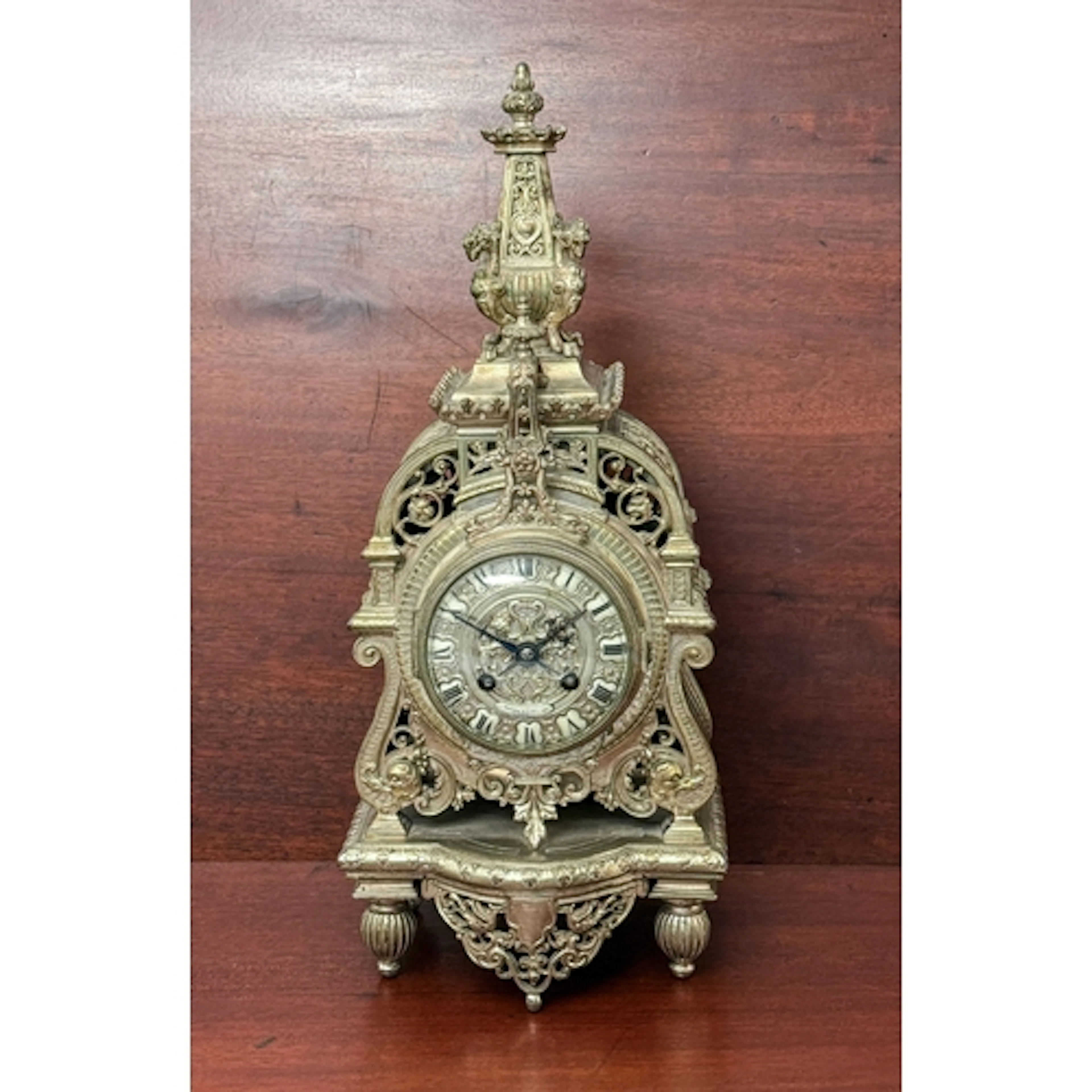 A late 19th century French silvered bronze mantel clock - th...